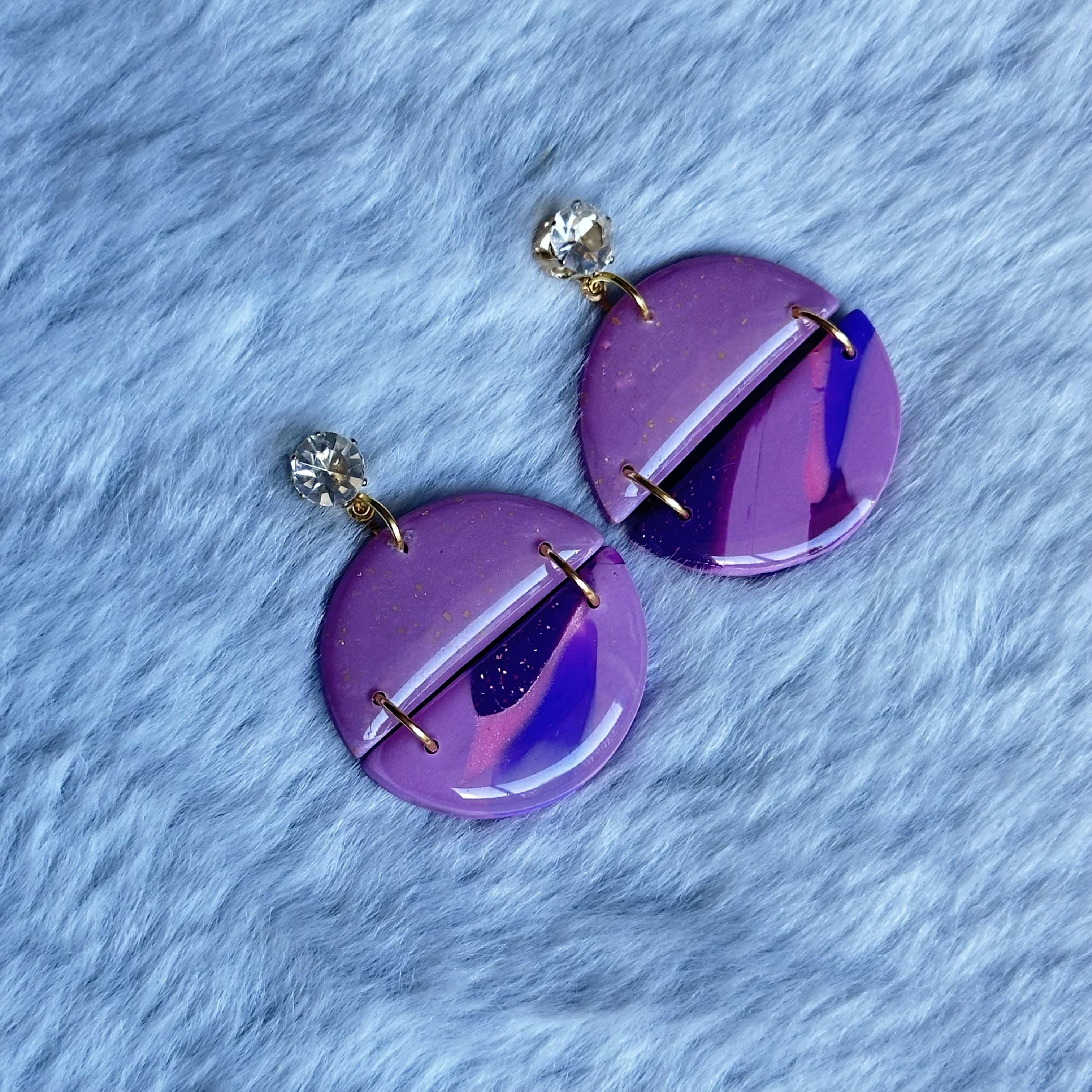 Purple and Pink Statement Earrings