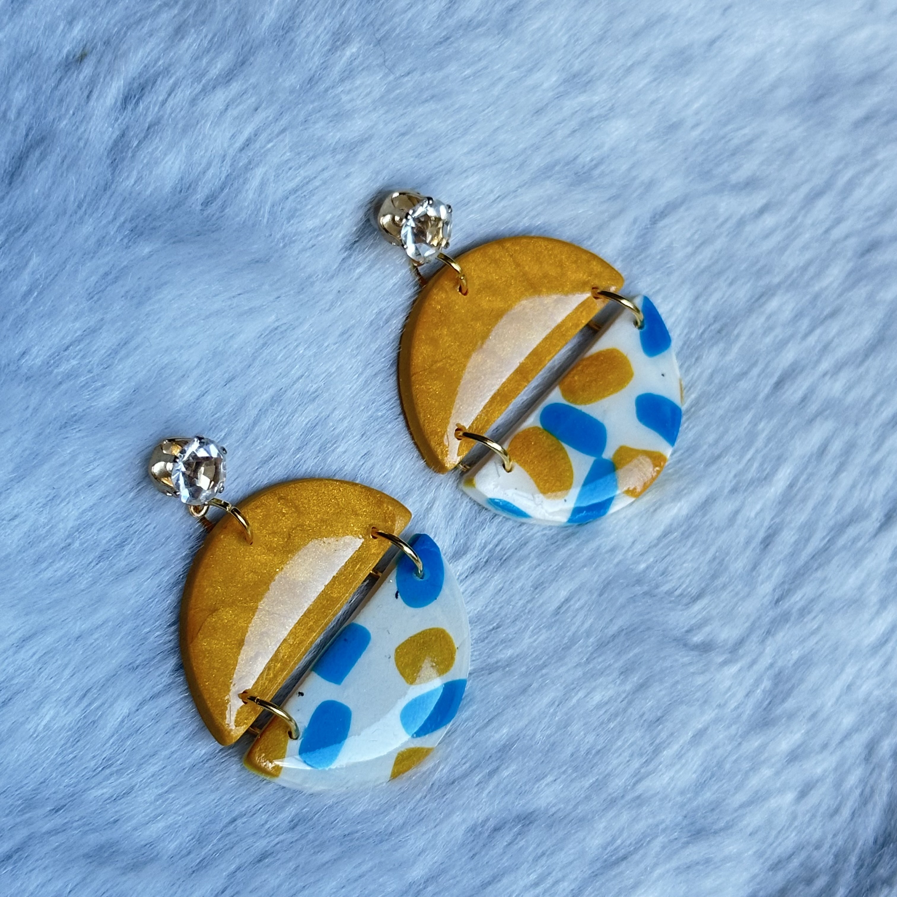 White and Yellow Statement Earrings