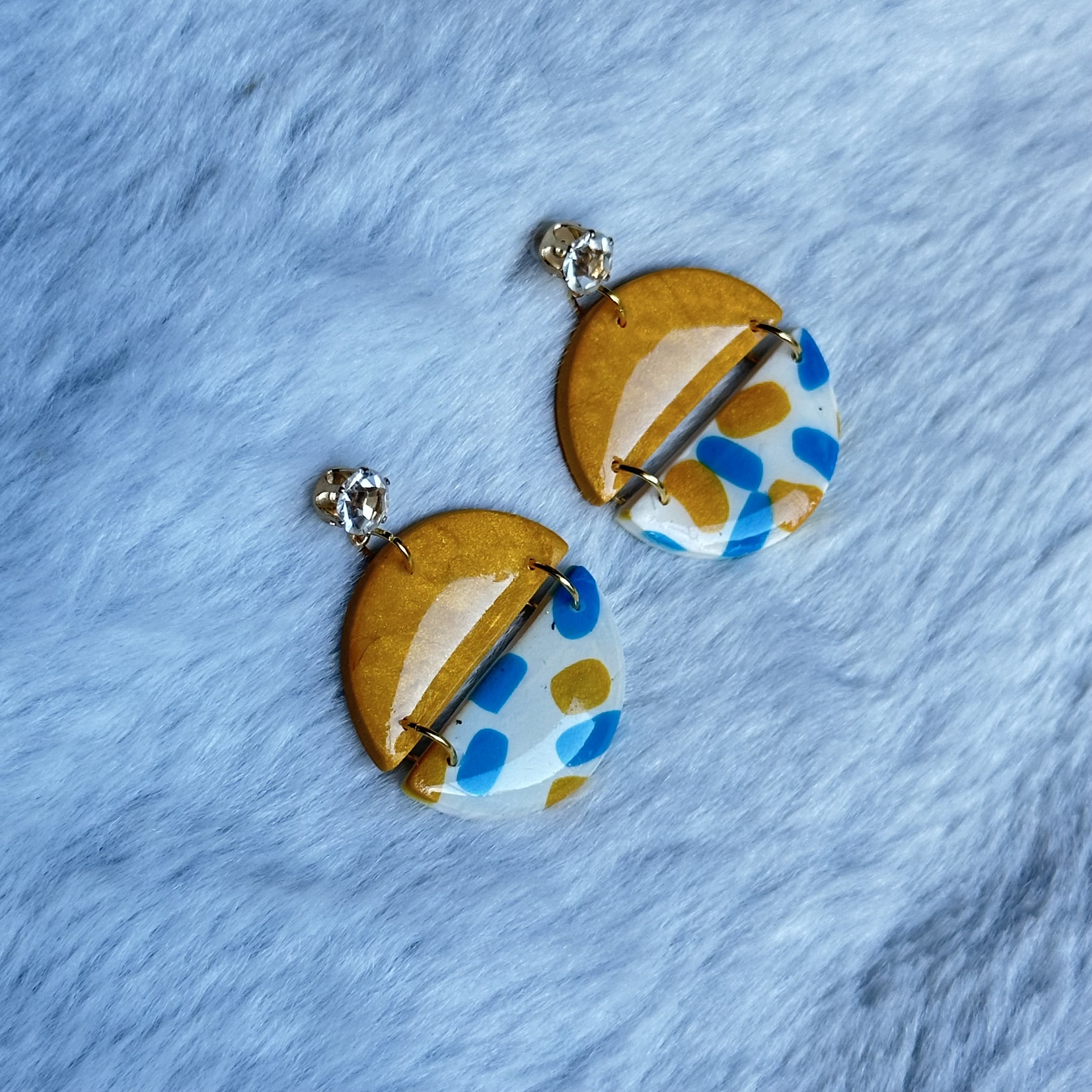 White and Yellow Statement Earrings