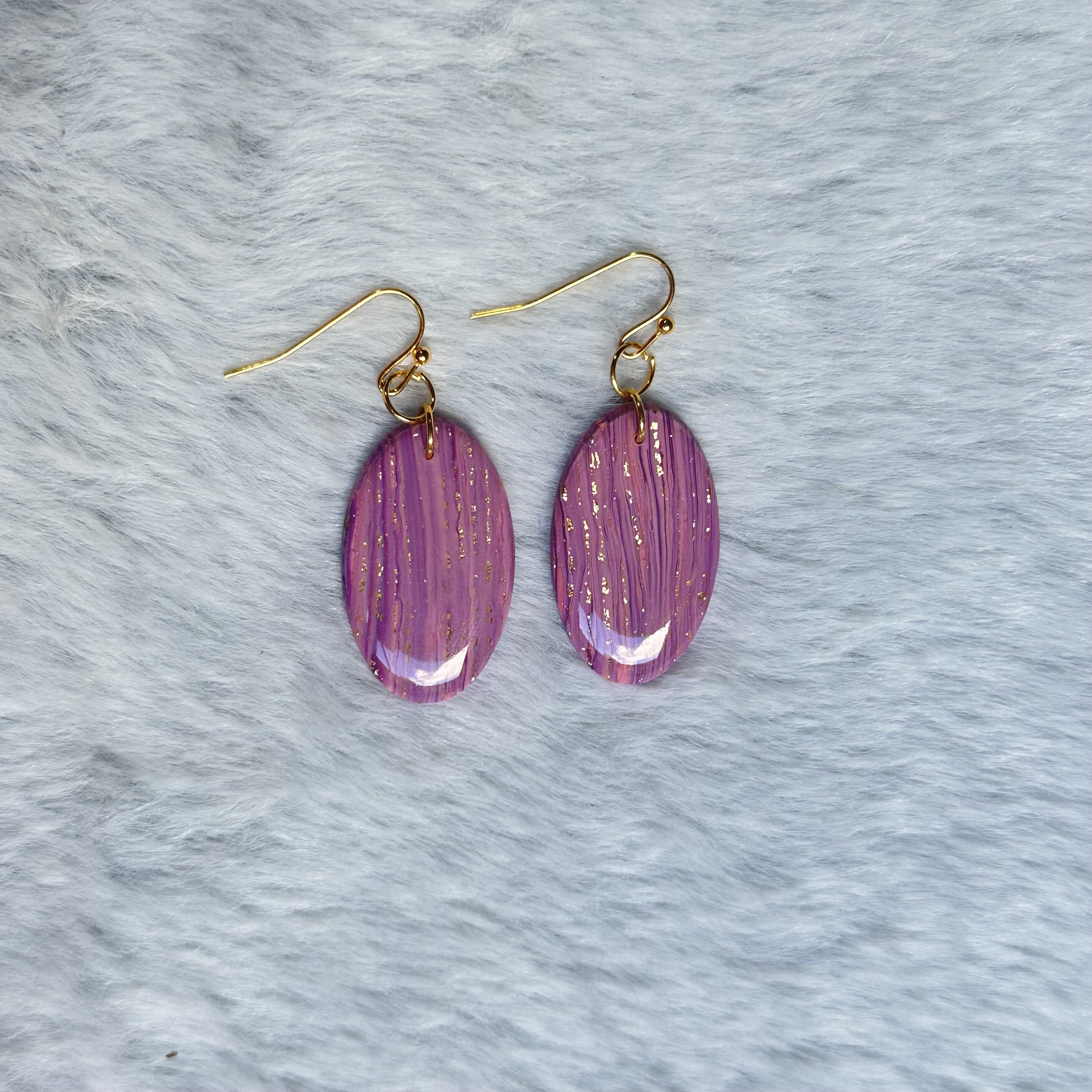 Purple and Pink Oval Earrings