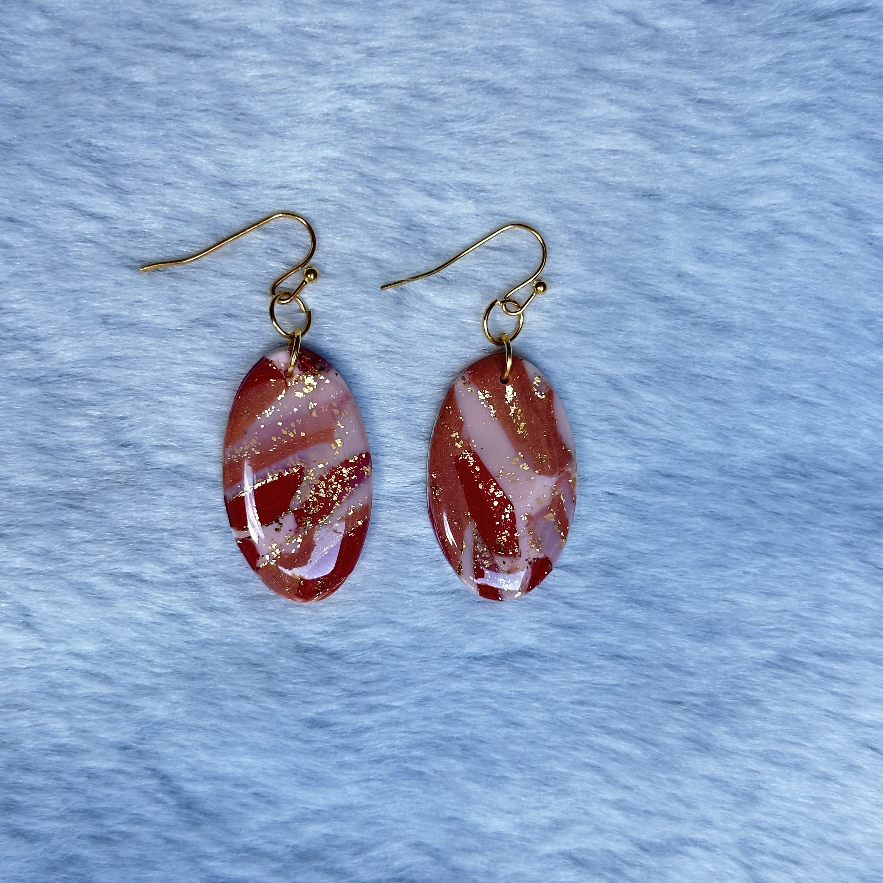 Red and Gold Swirl Earrings