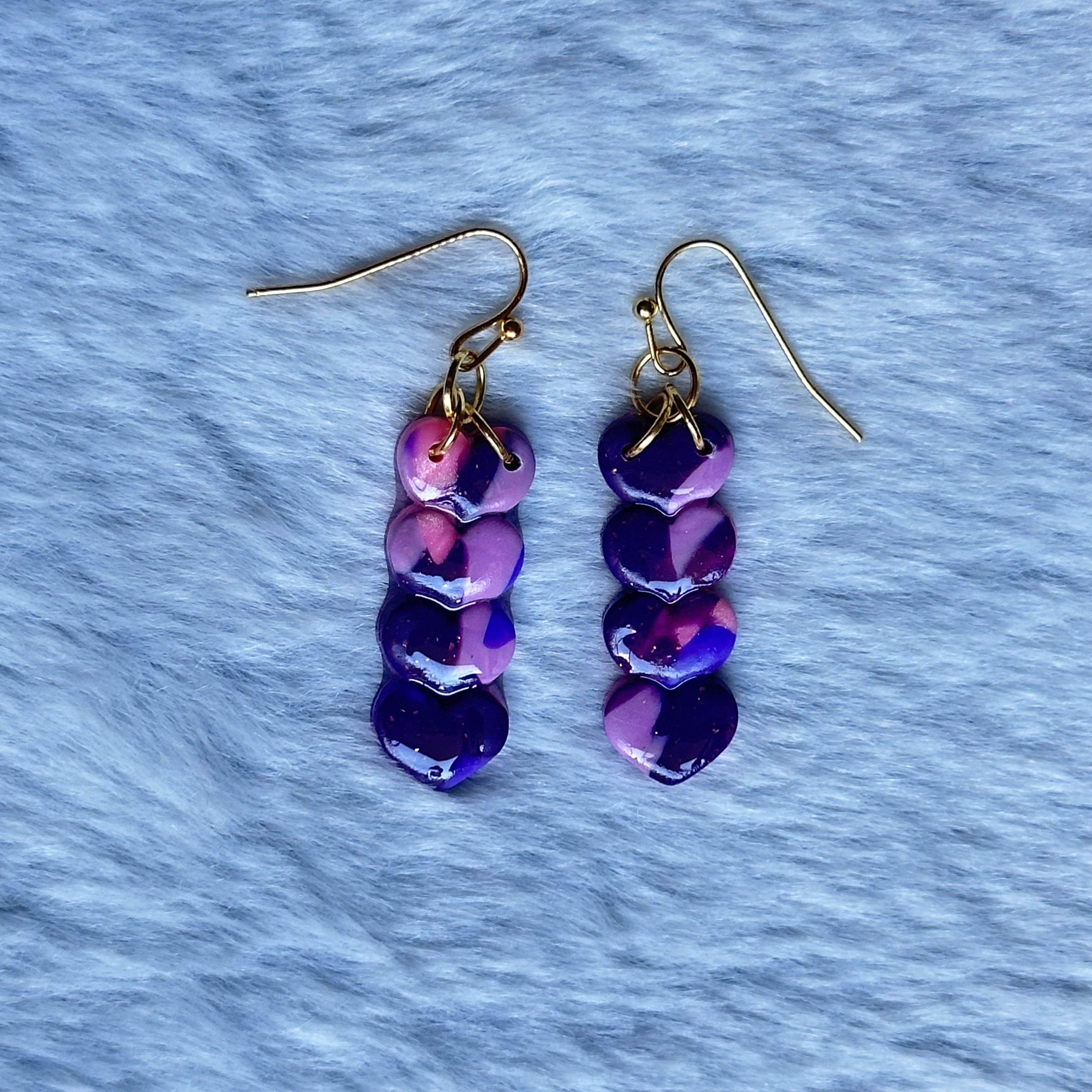 Purple and Pink Beaded Earrings