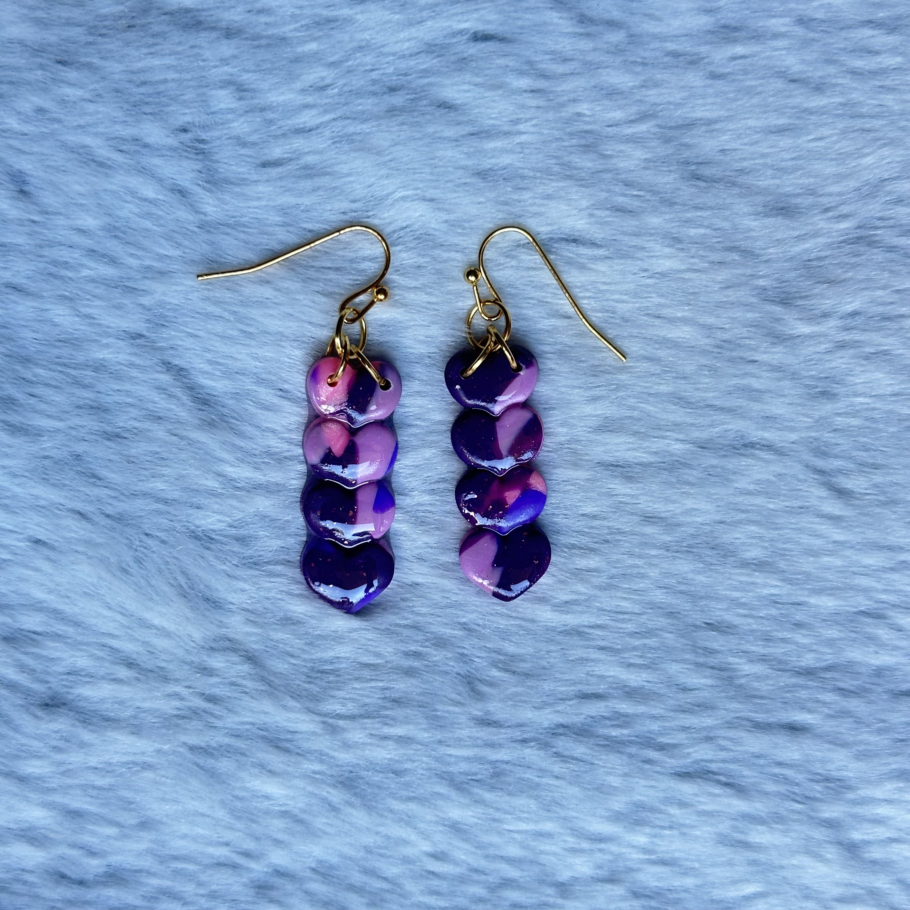 Purple and Pink Beaded Earrings