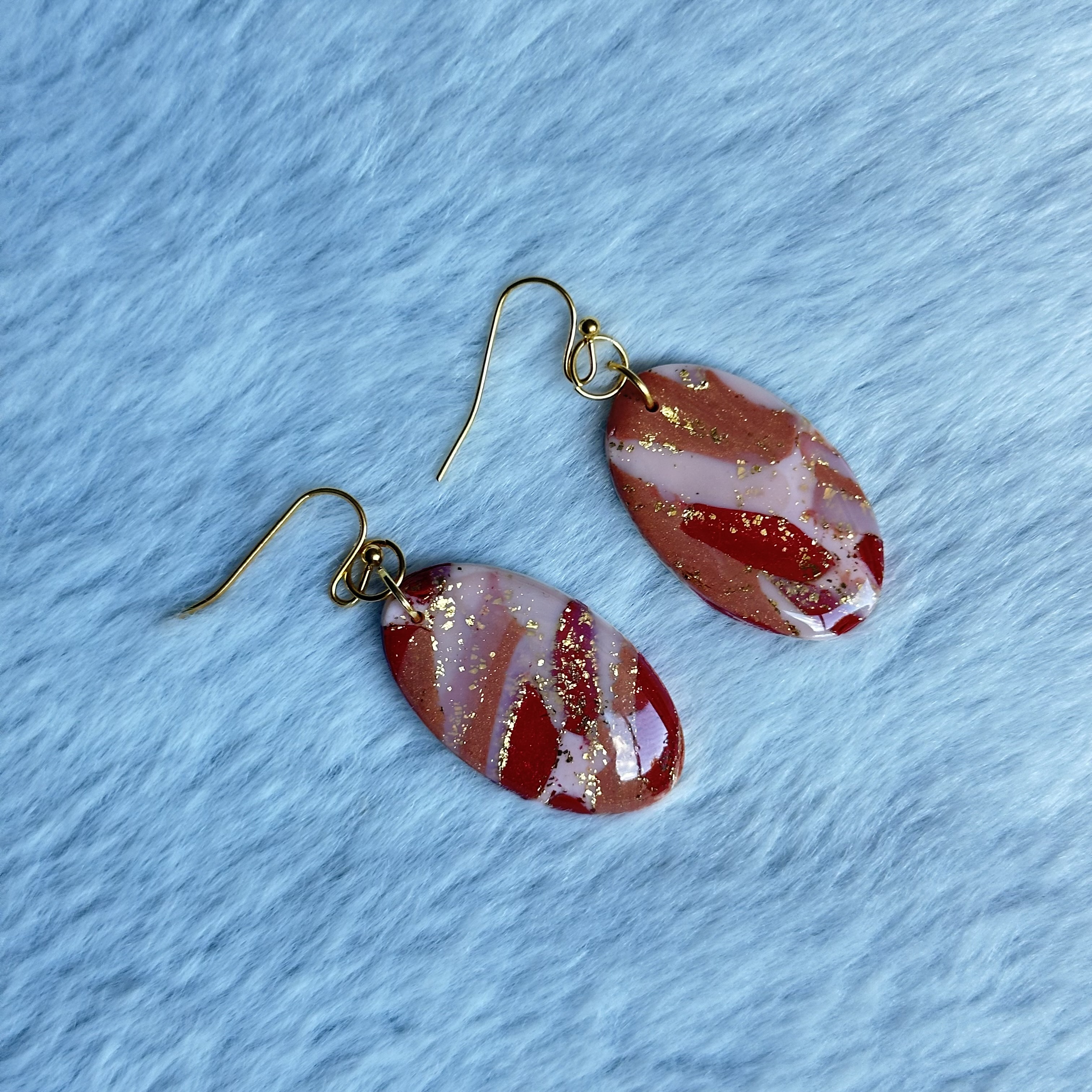 Red and Gold Swirl Earrings
