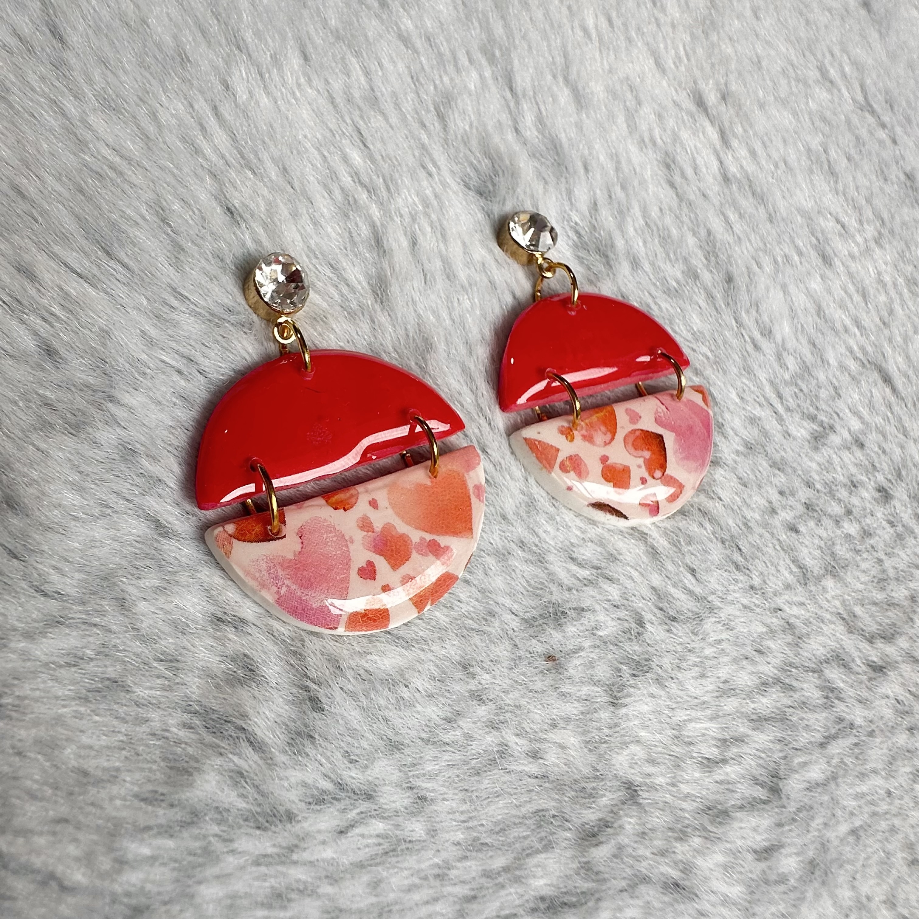 Red and White Earrings