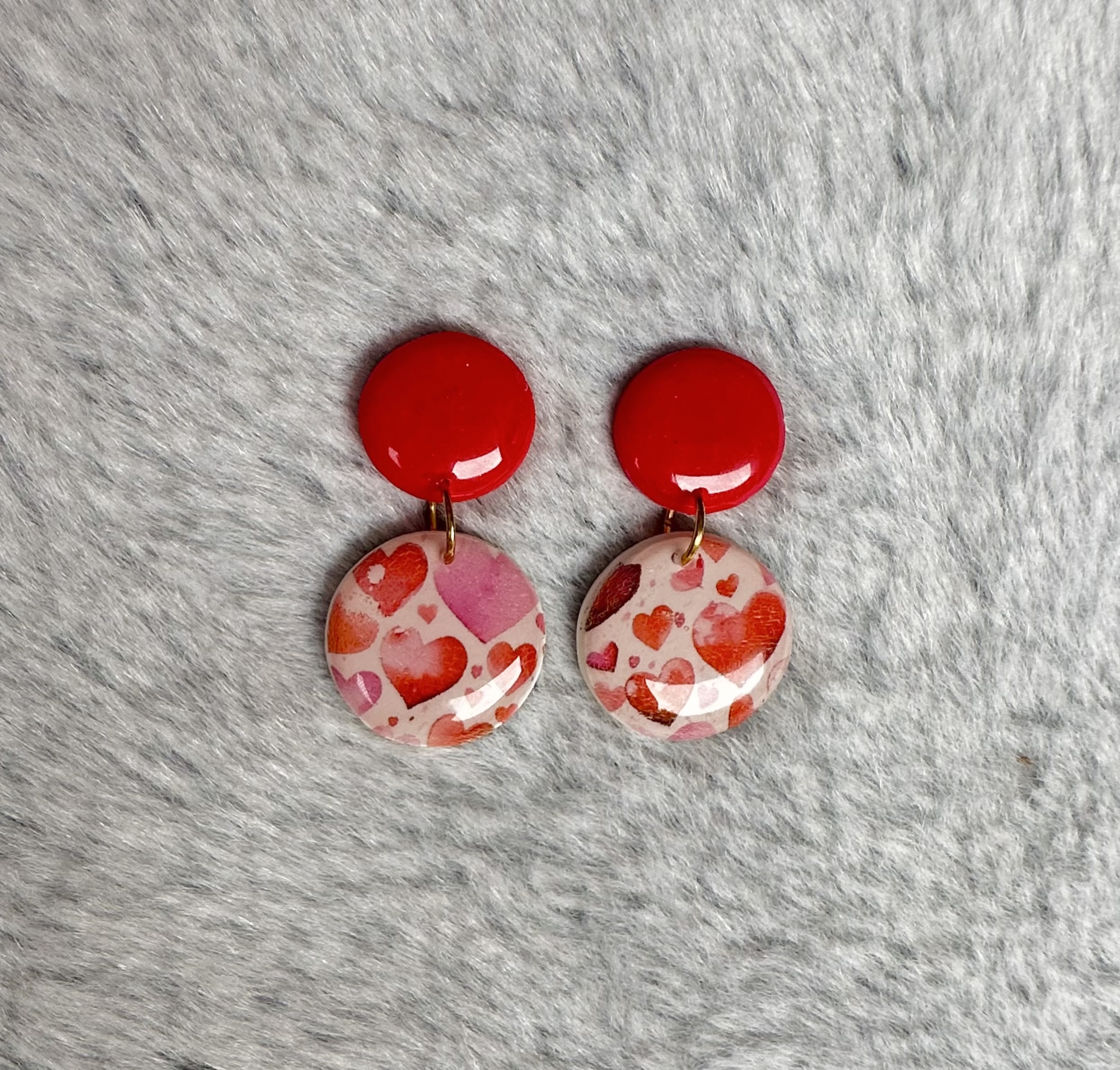 Red Heart Pattern Earrings