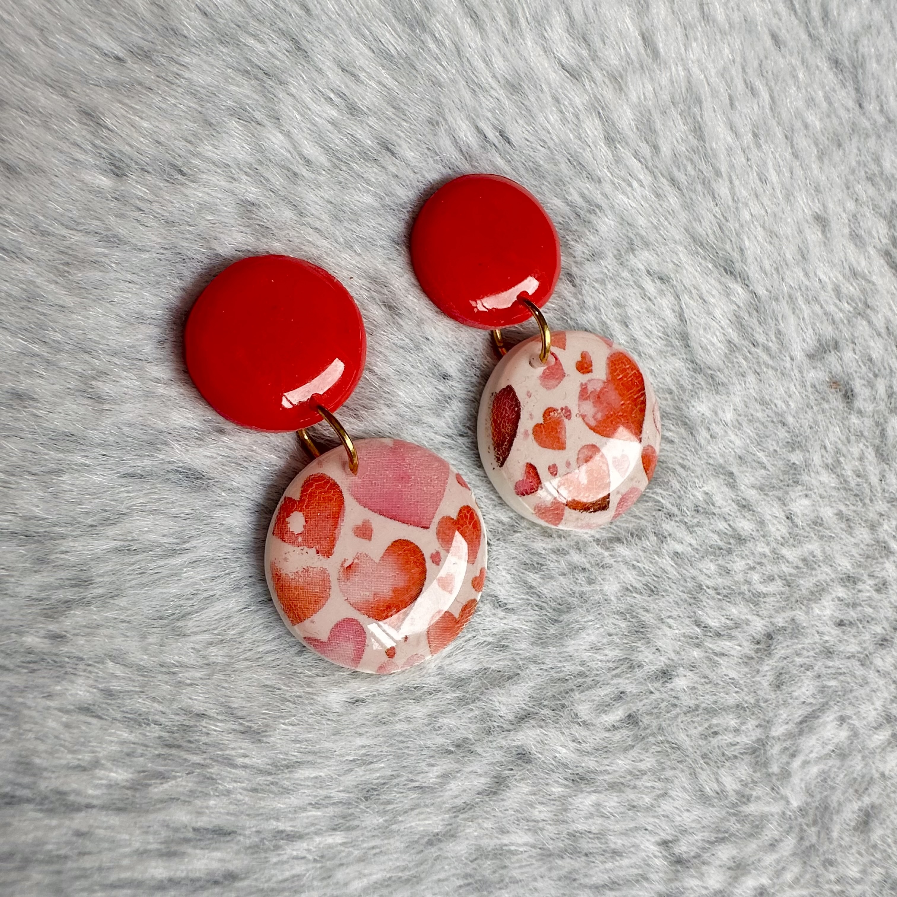 Red Heart Pattern Earrings