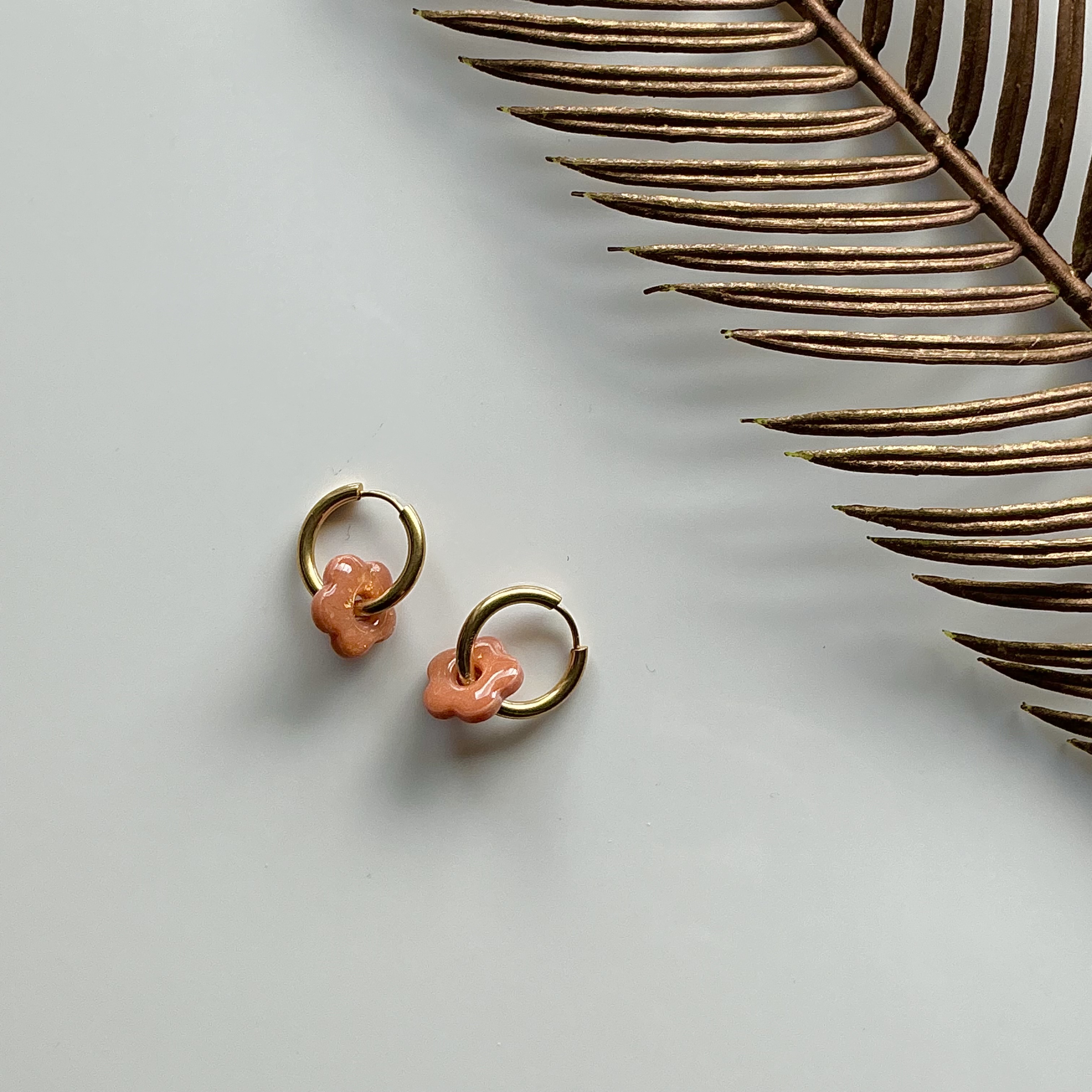 Gold and Orange Hoop Earrings