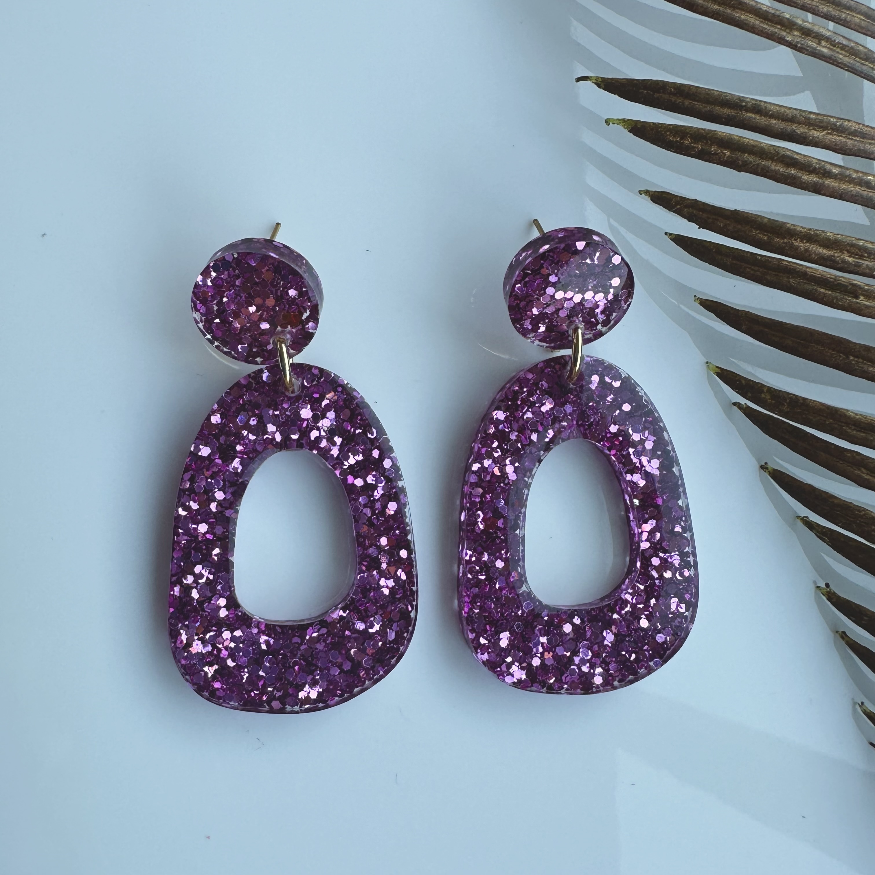 Purple Glitter Earrings