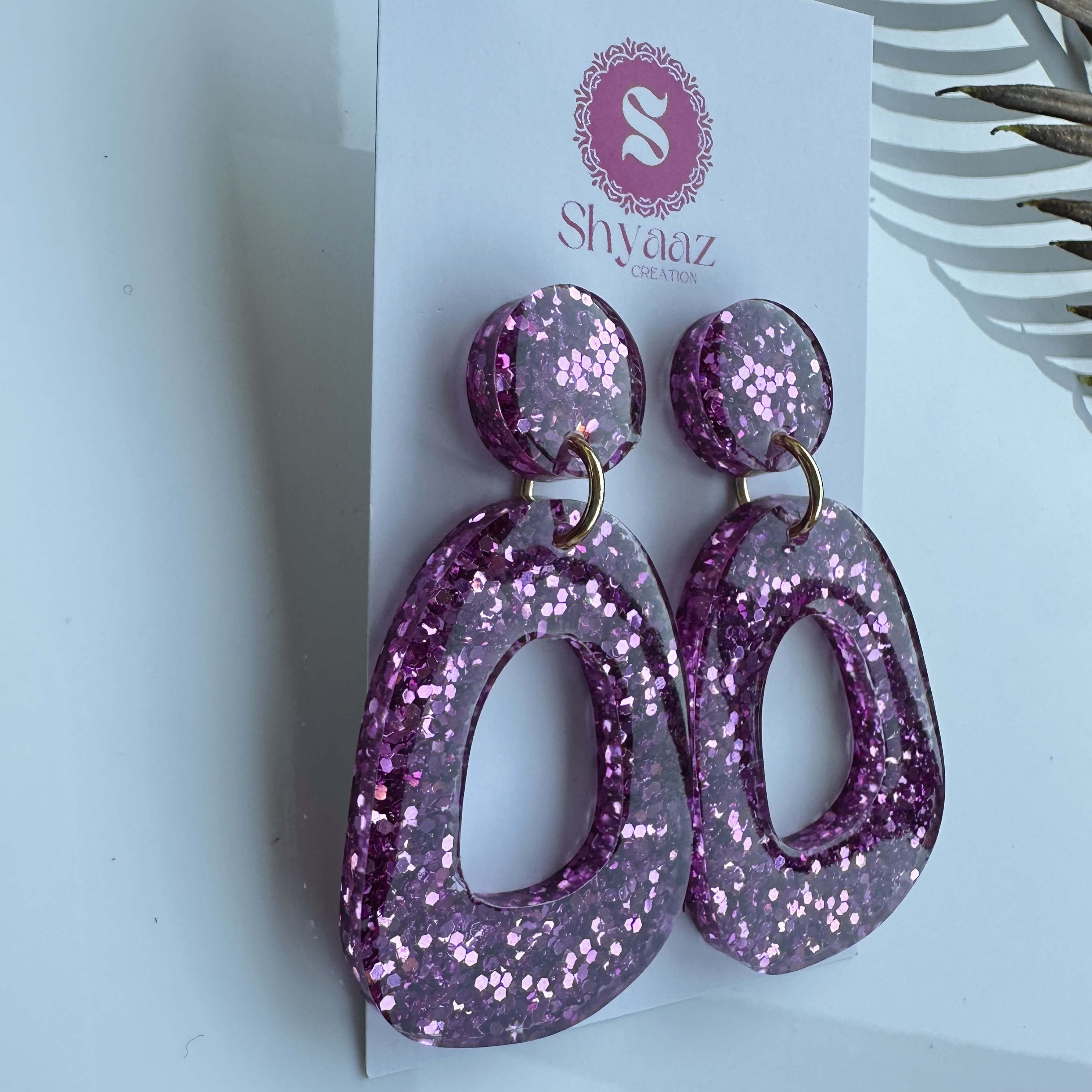 Purple Glitter Earrings
