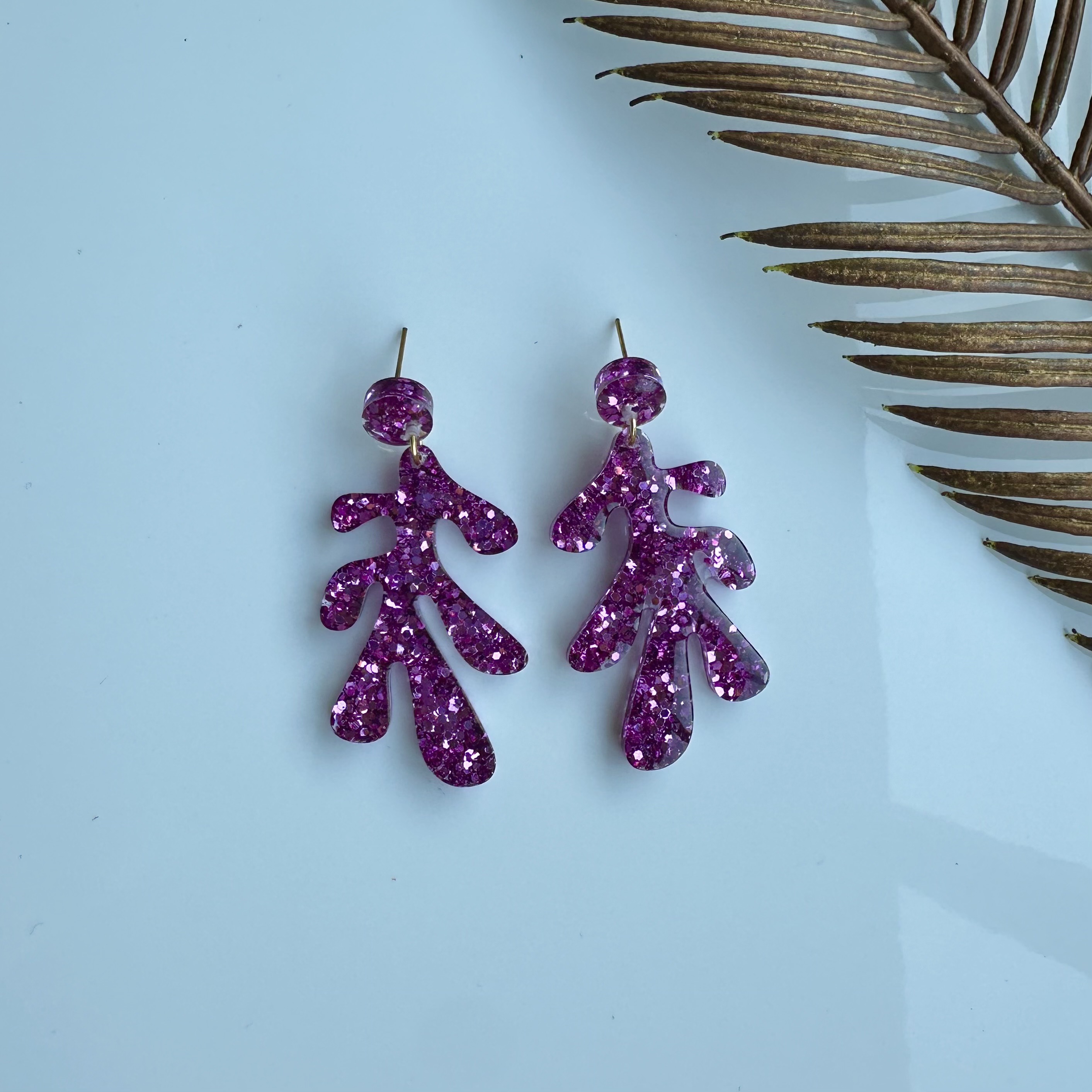 Purple Glitter Earrings