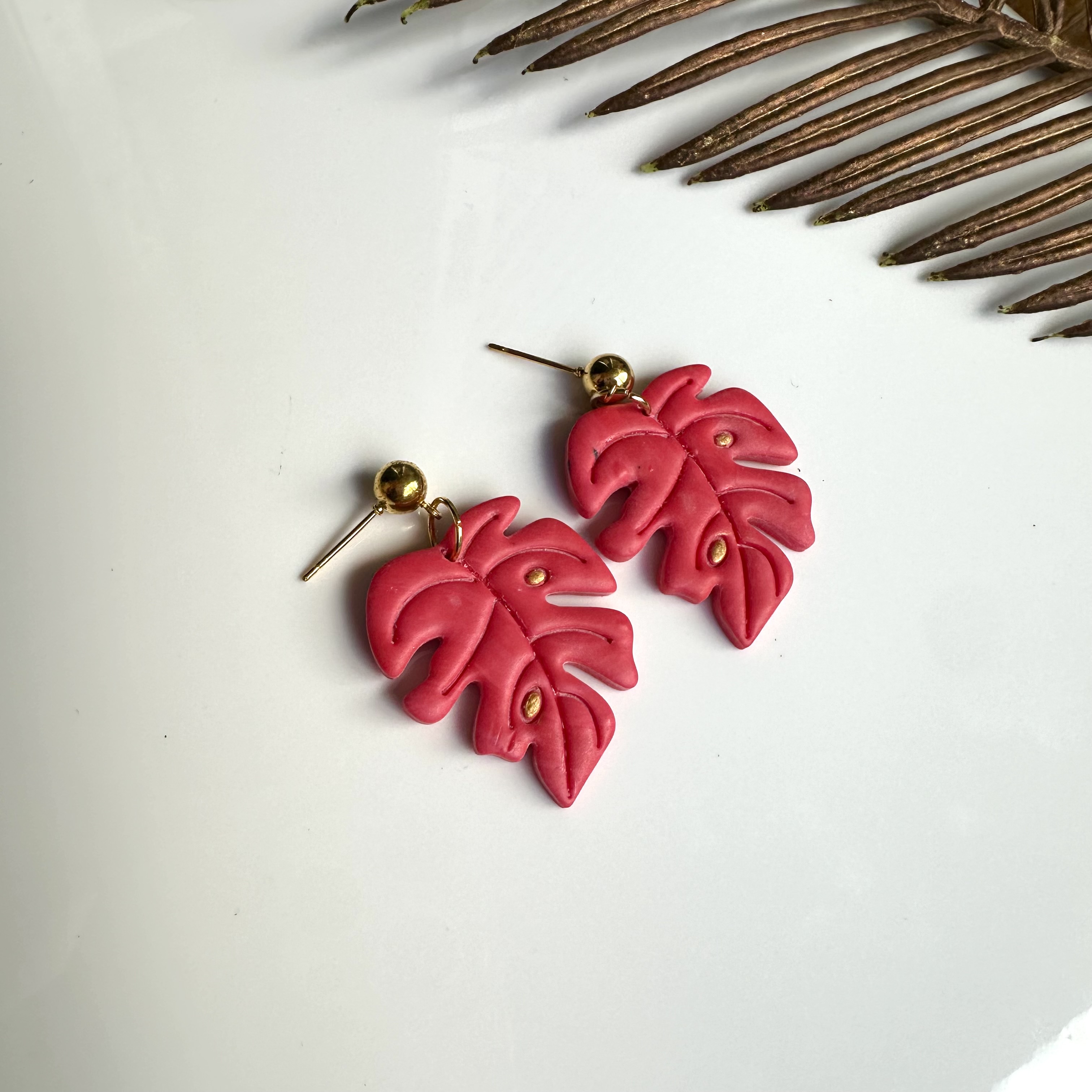 Red Leaf Earrings