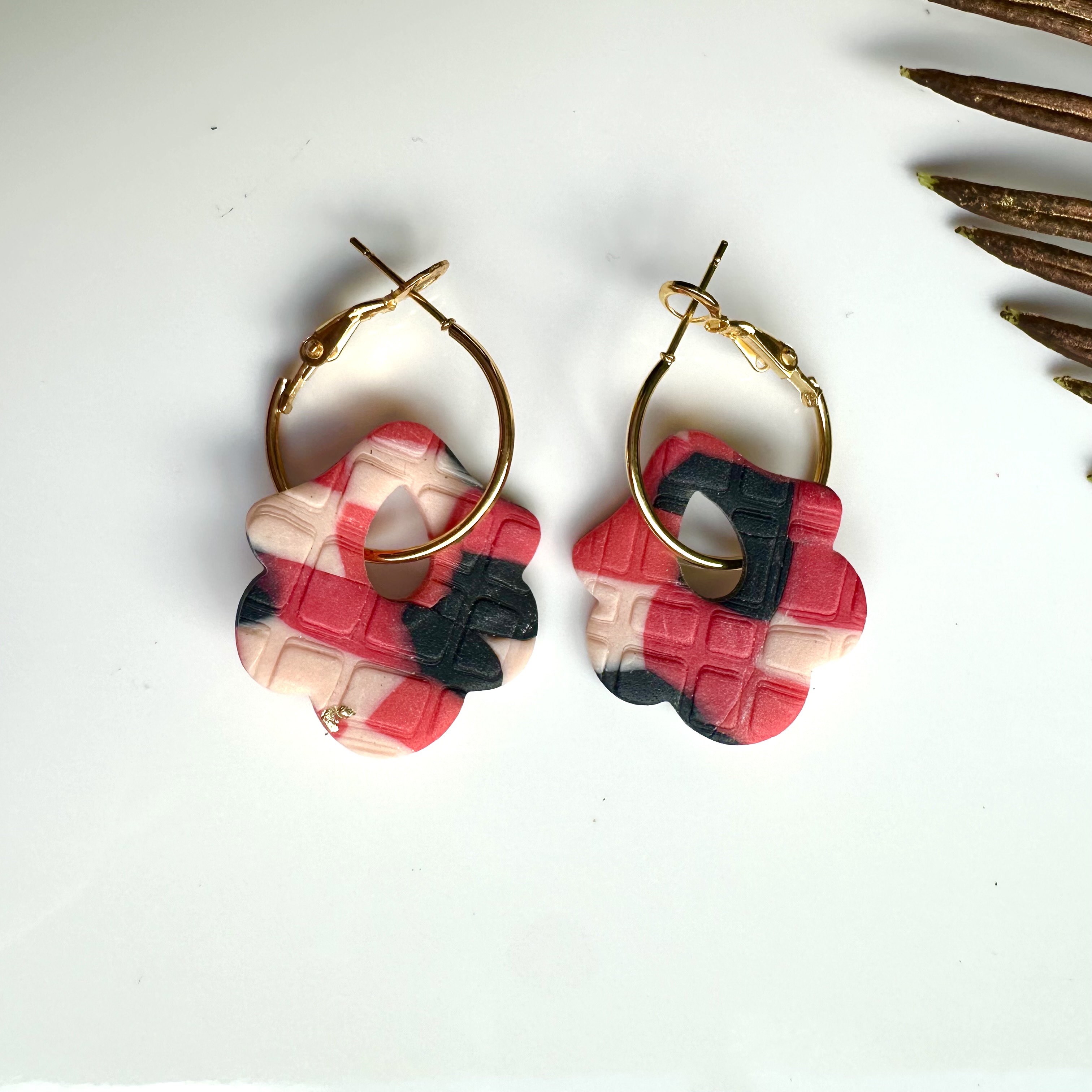 Flower Pattern Hoop Earrings