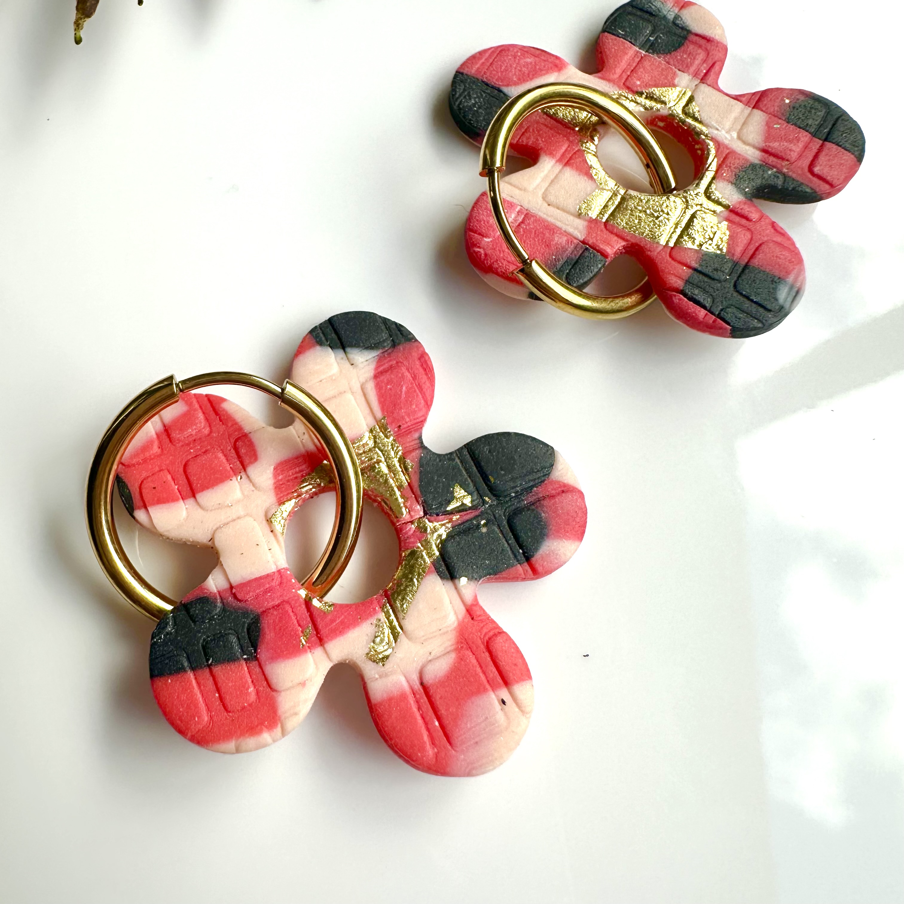 Plaid Flower Earrings