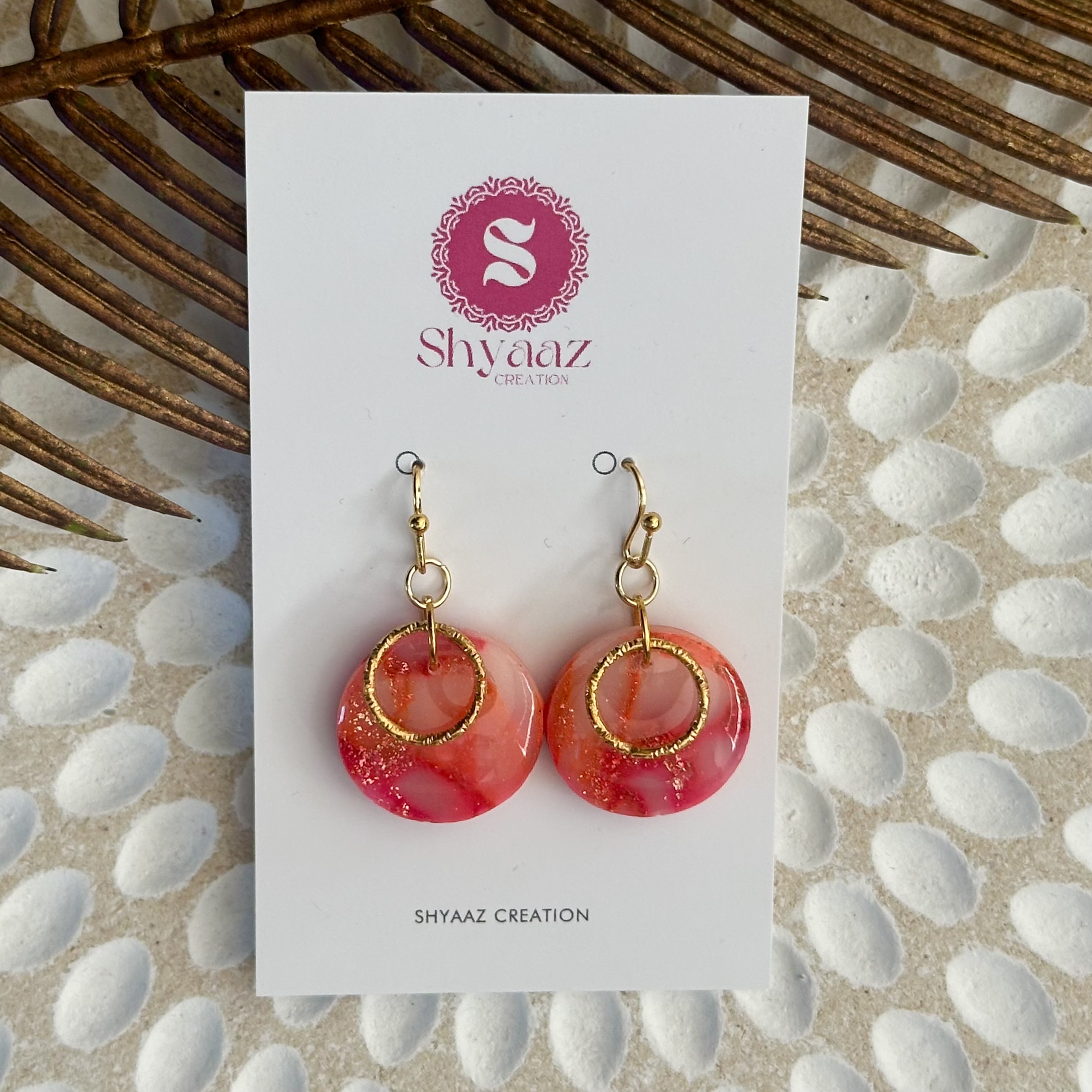 Handmade Pink and Gold Earrings