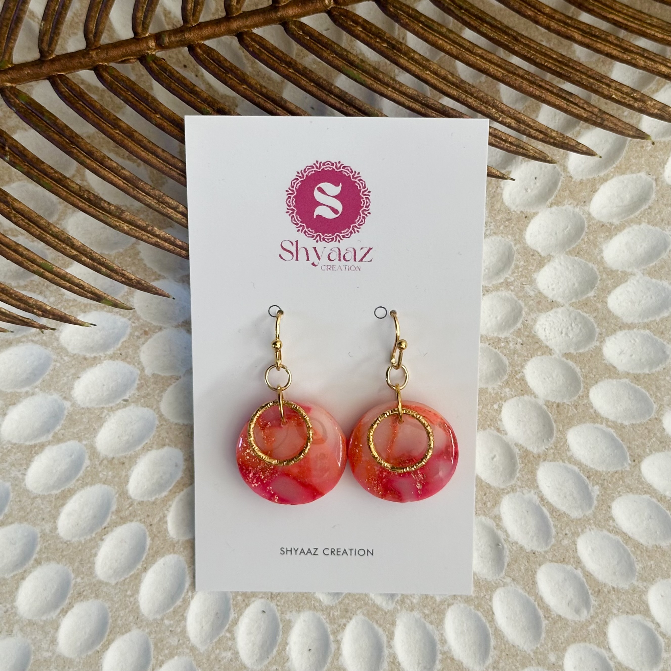 Handmade Pink and Gold Earrings