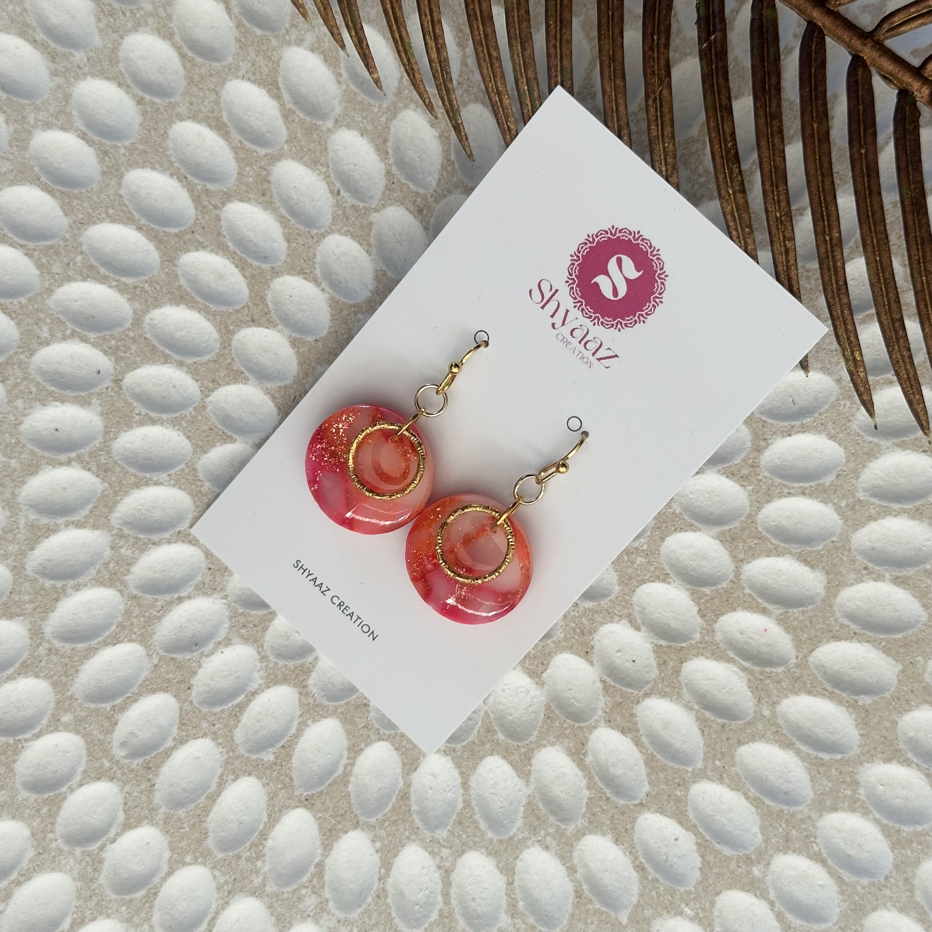 Handmade Pink and Gold Earrings