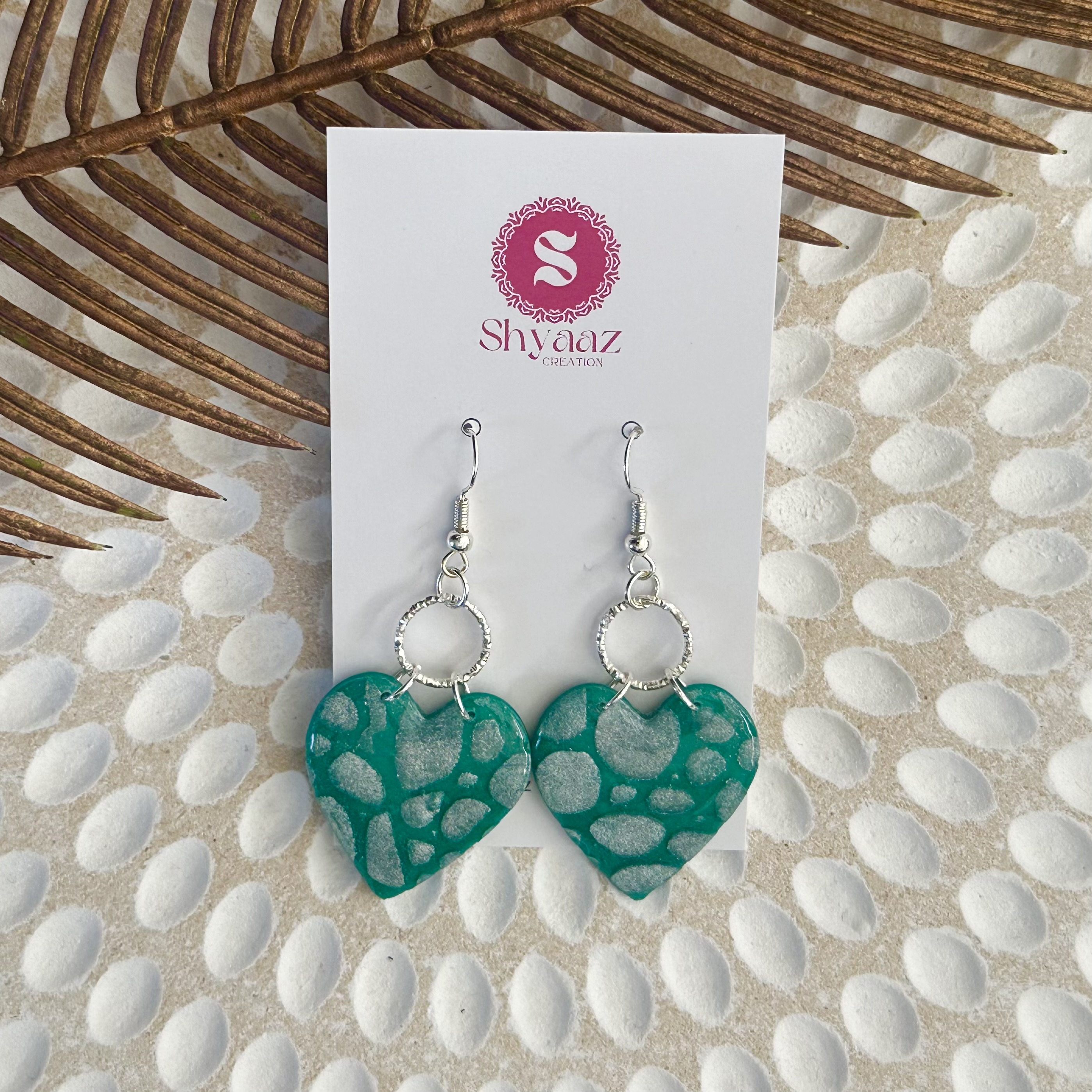 Green Heart Earrings
