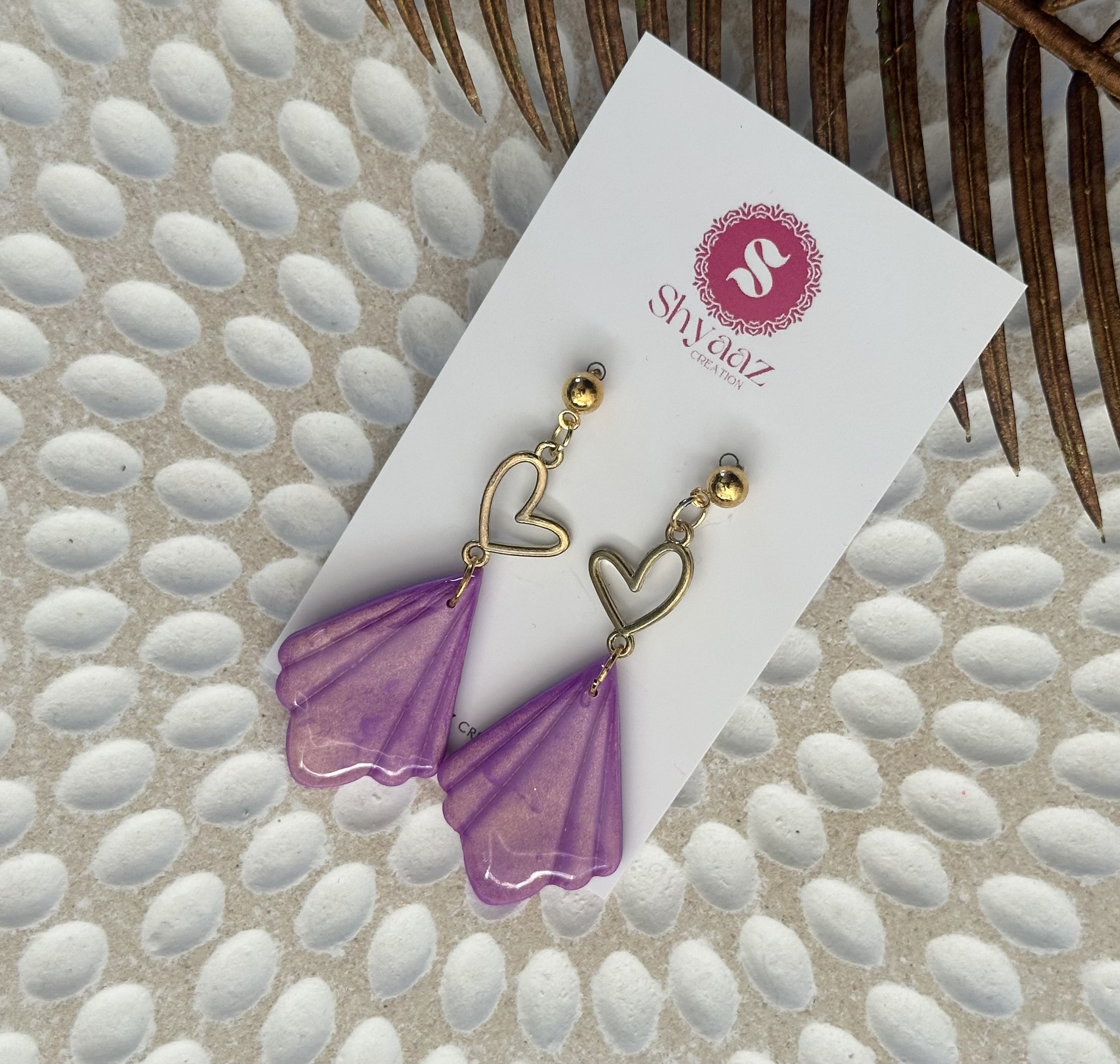Purple Heart Drop Earrings
