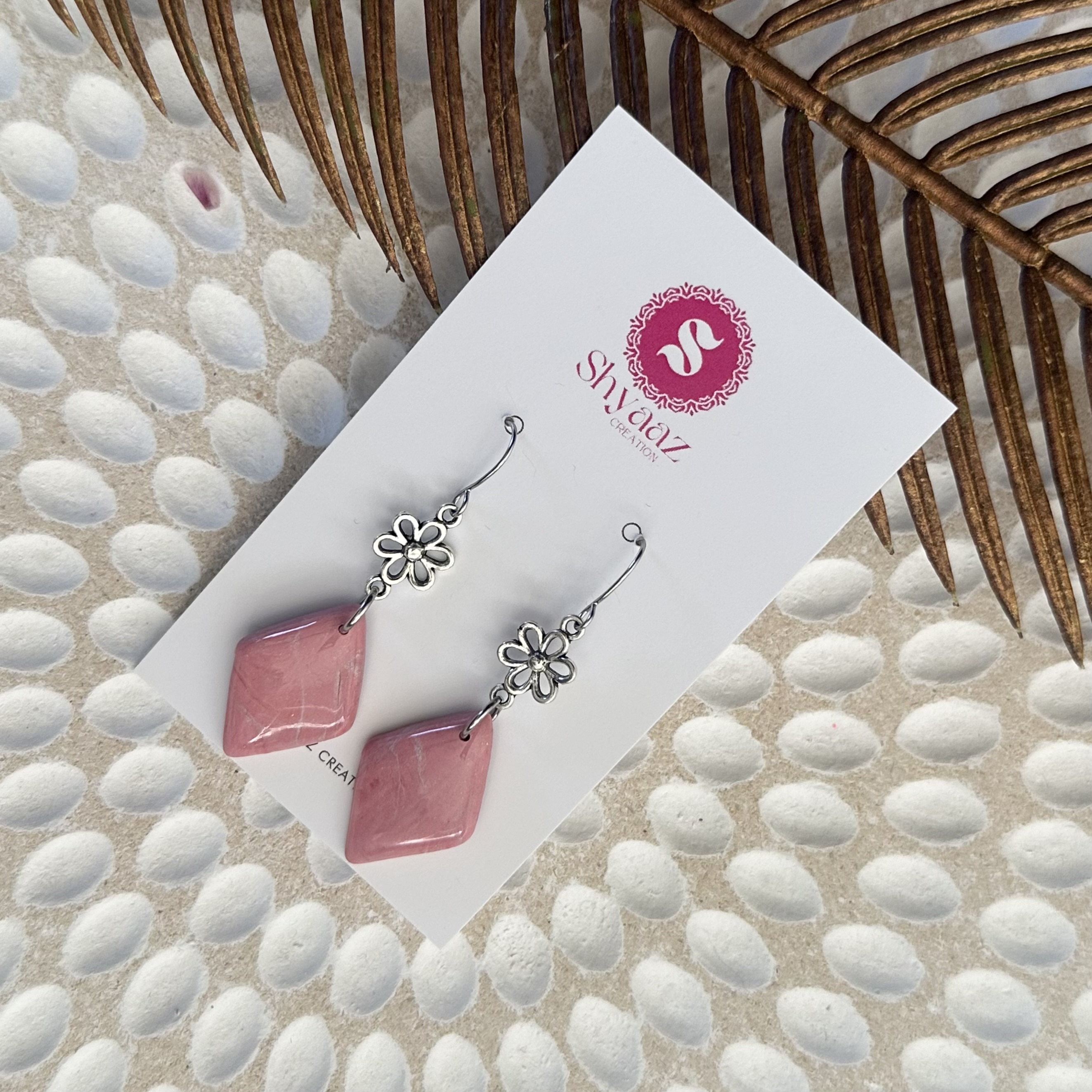 Pink Floral Drop Earrings