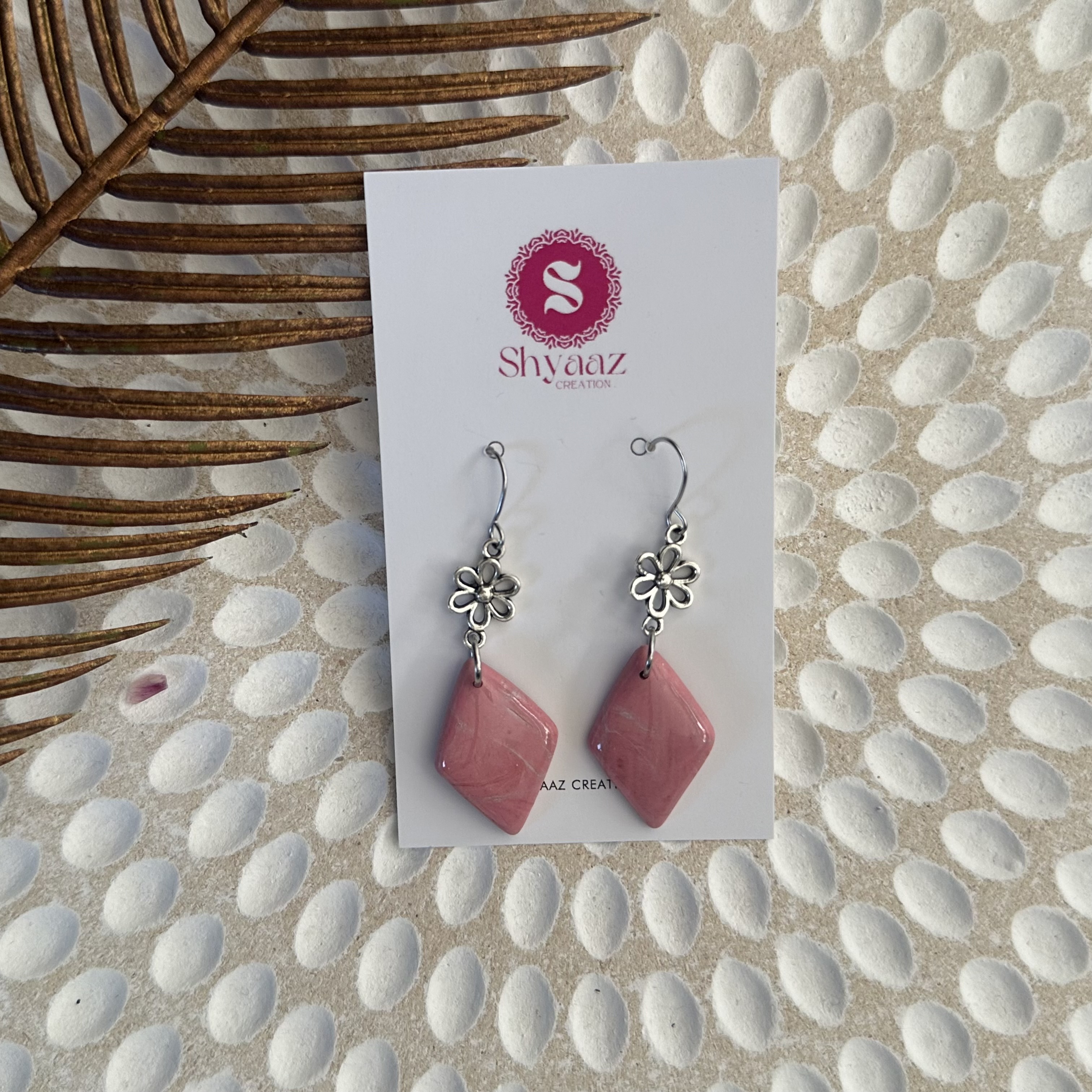 Pink Floral Drop Earrings