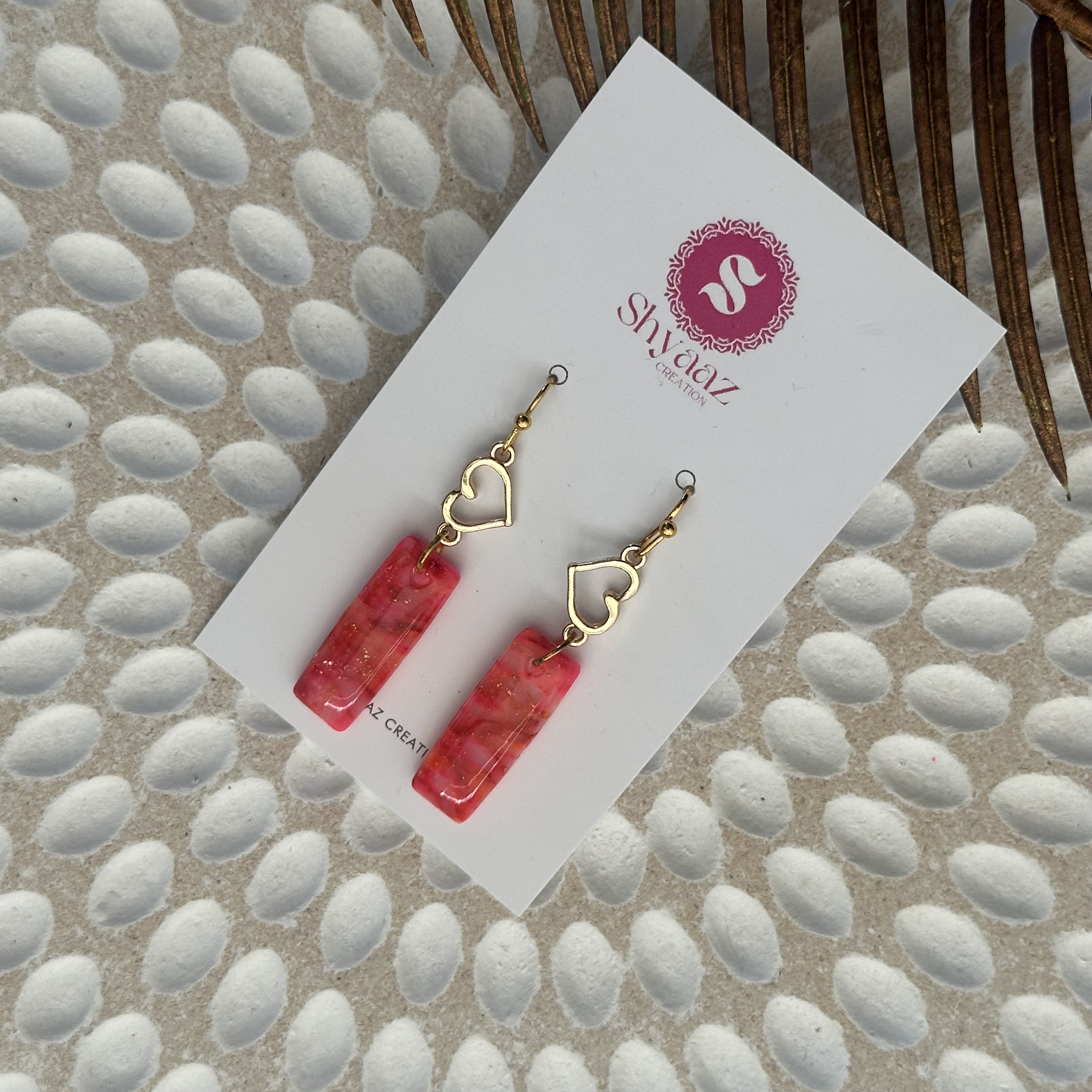 Handmade Pink Resin Earrings