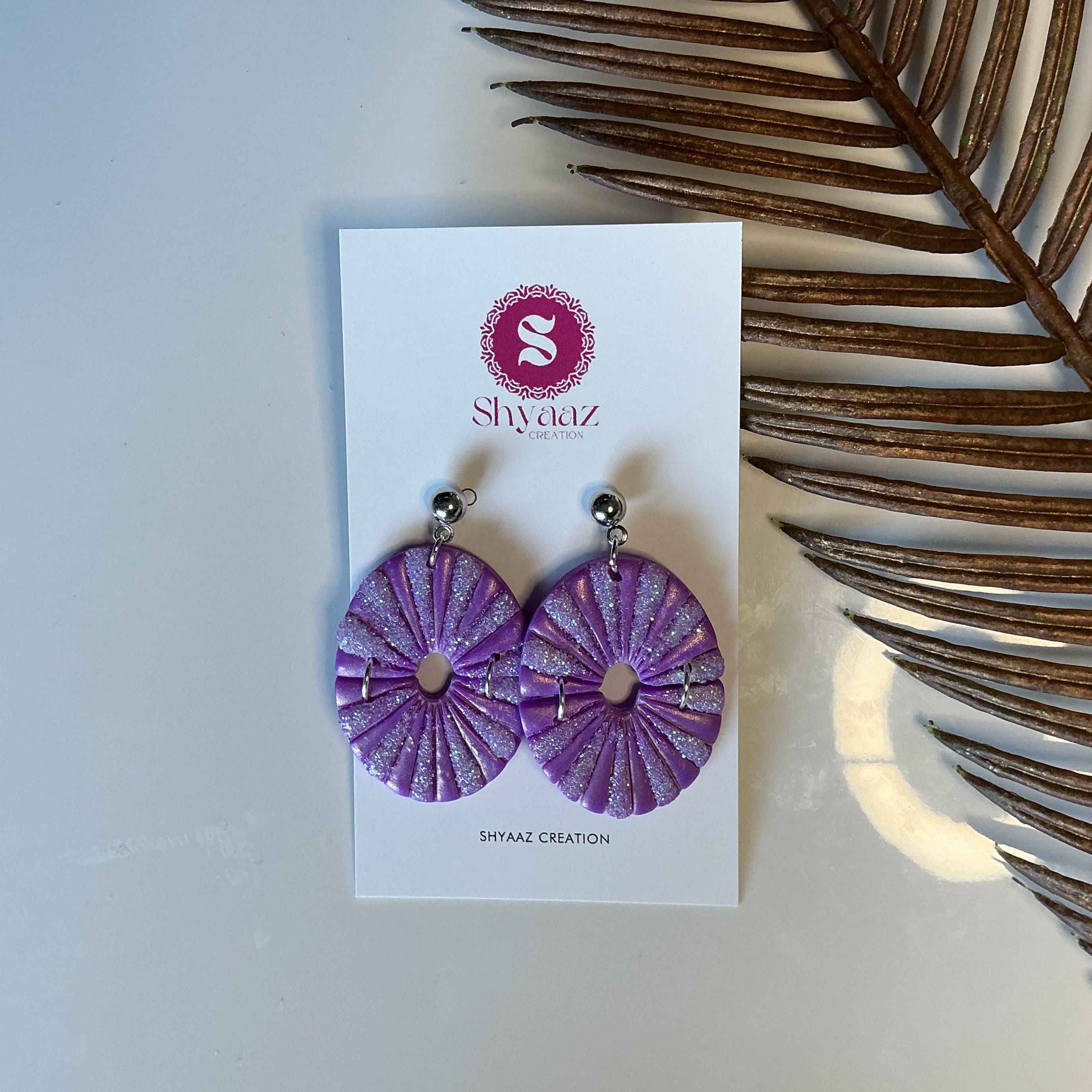 Purple Handmade Statement Earrings
