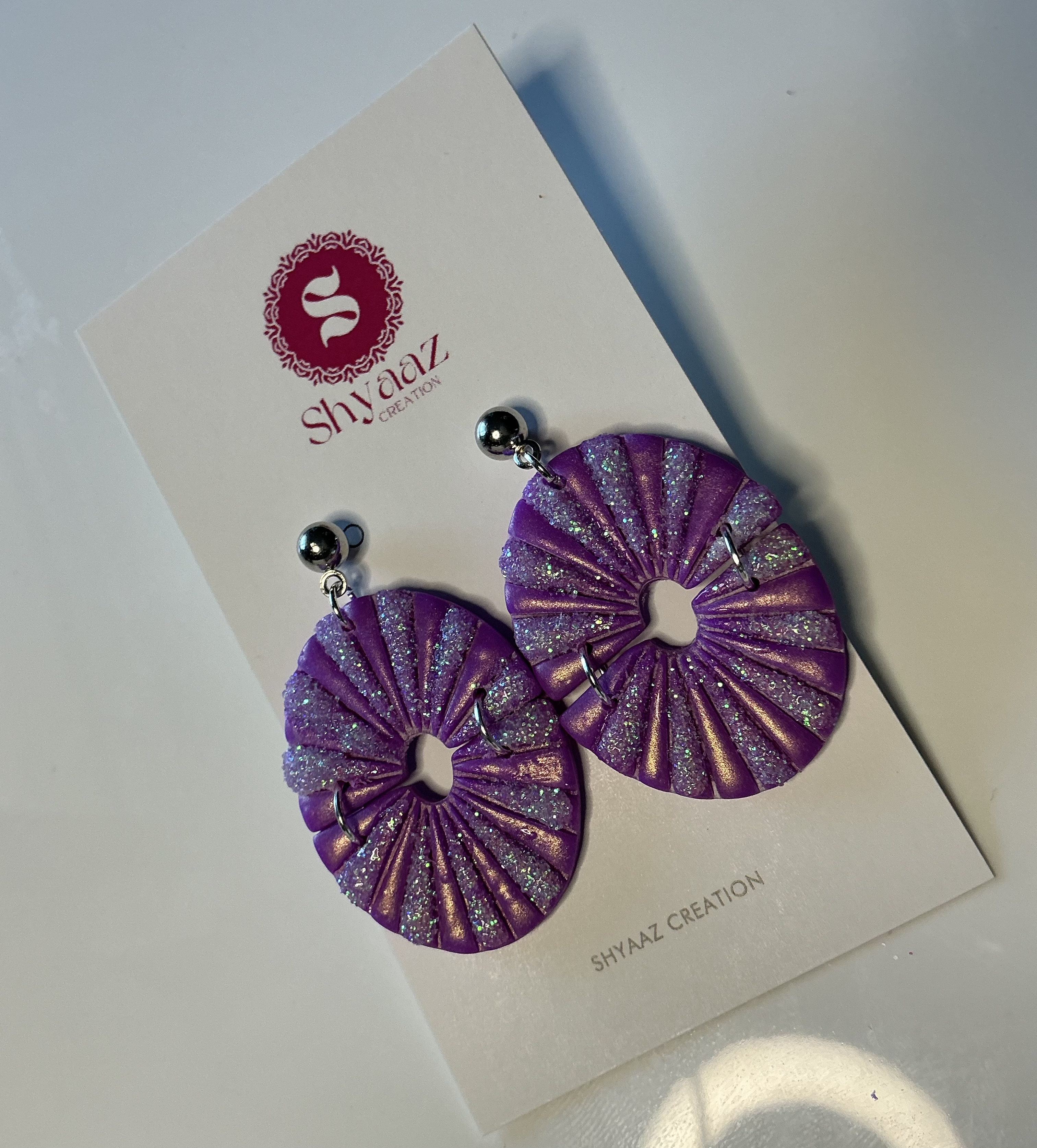 Purple Handmade Statement Earrings