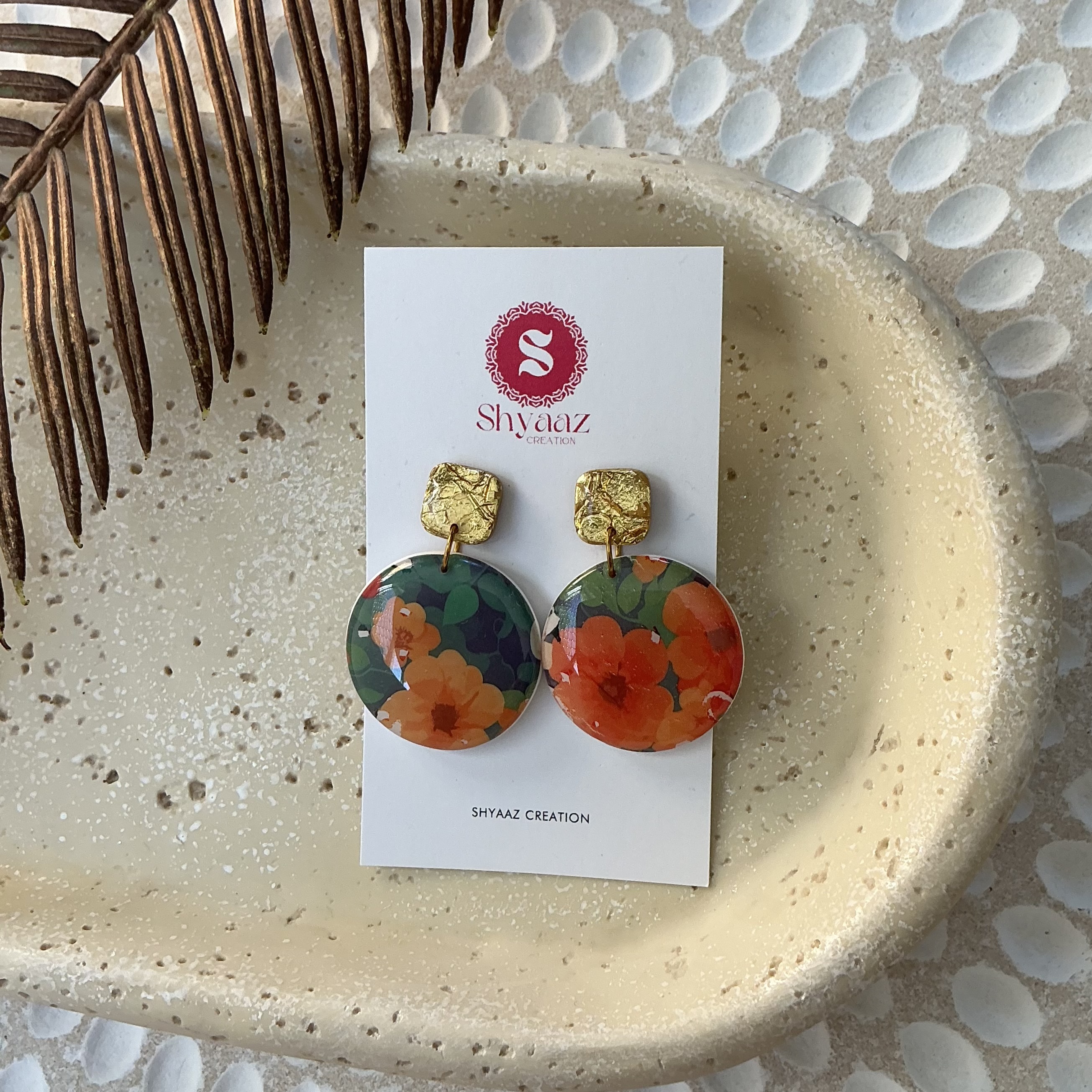 Floral Print Statement Earrings