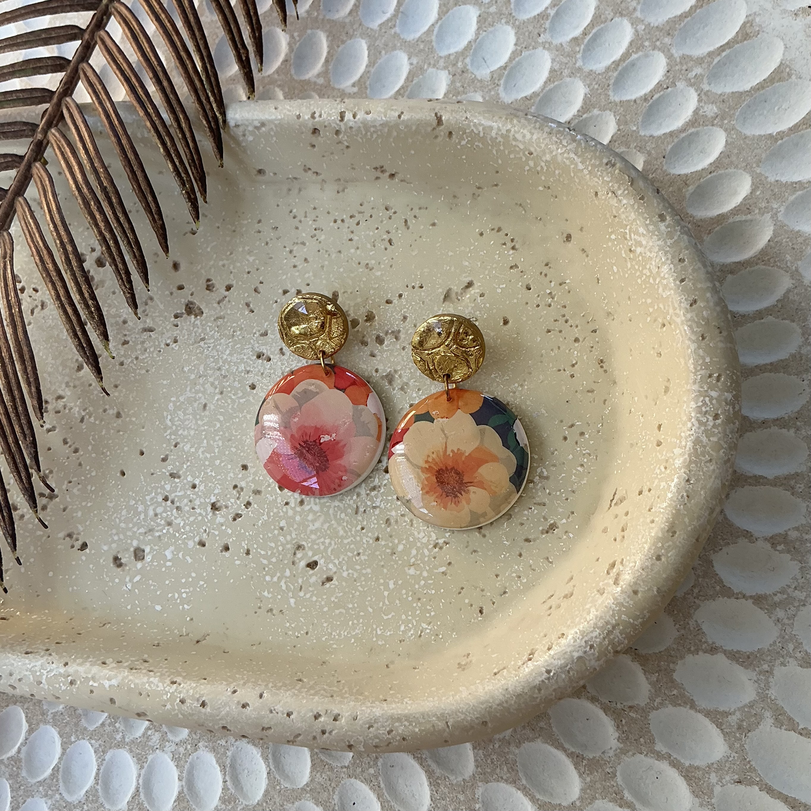 Floral Round Statement Earrings