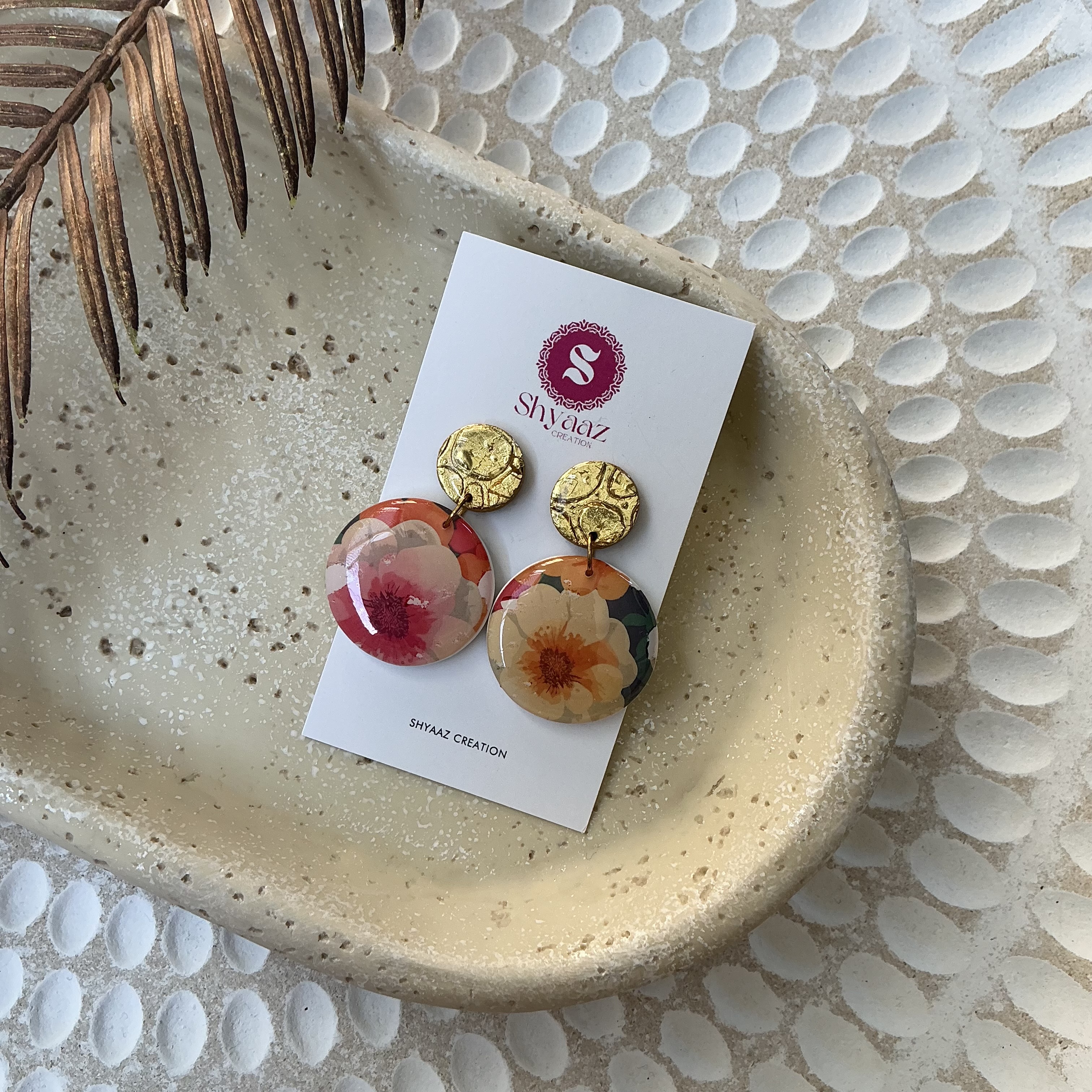 Floral Round Statement Earrings