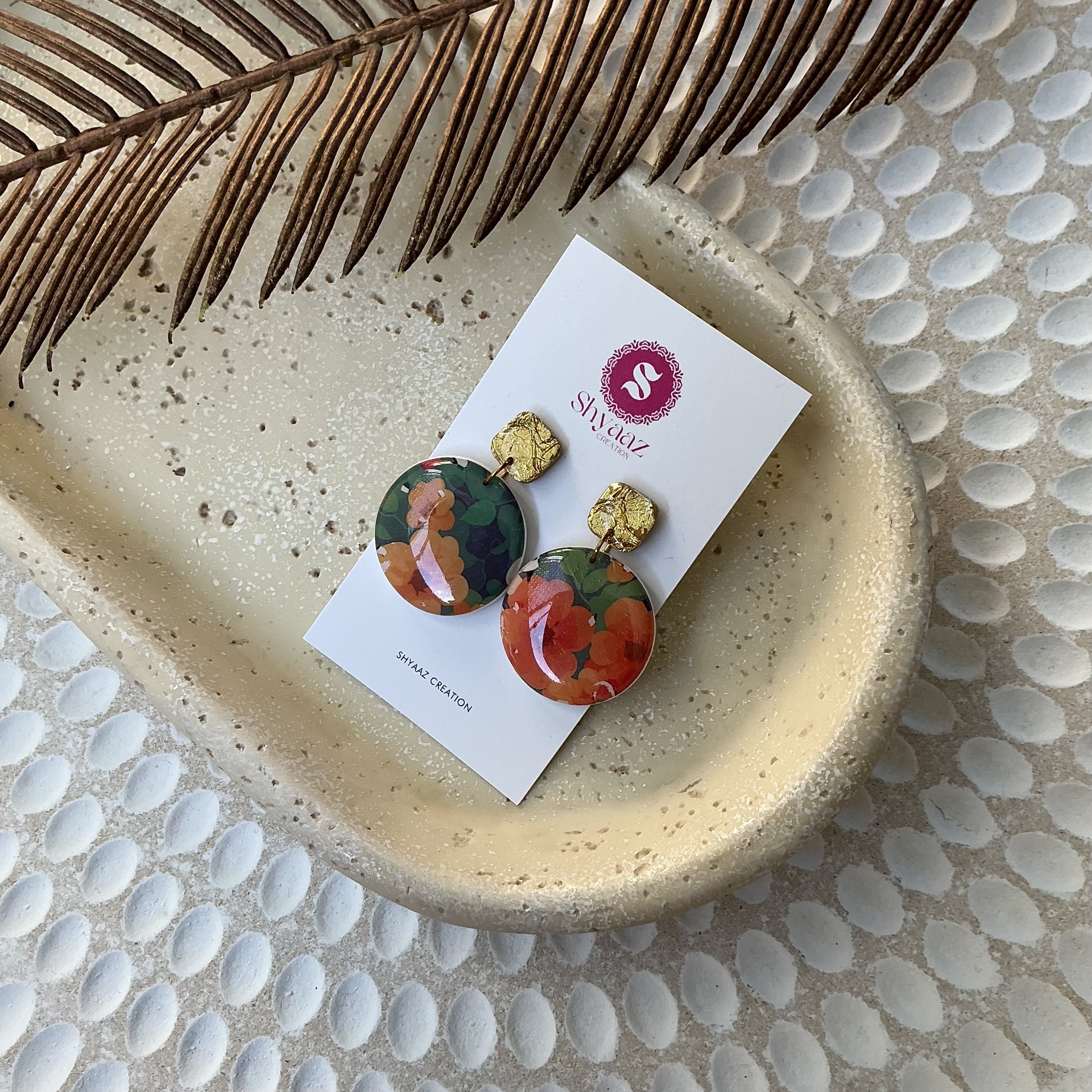 Floral Print Statement Earrings