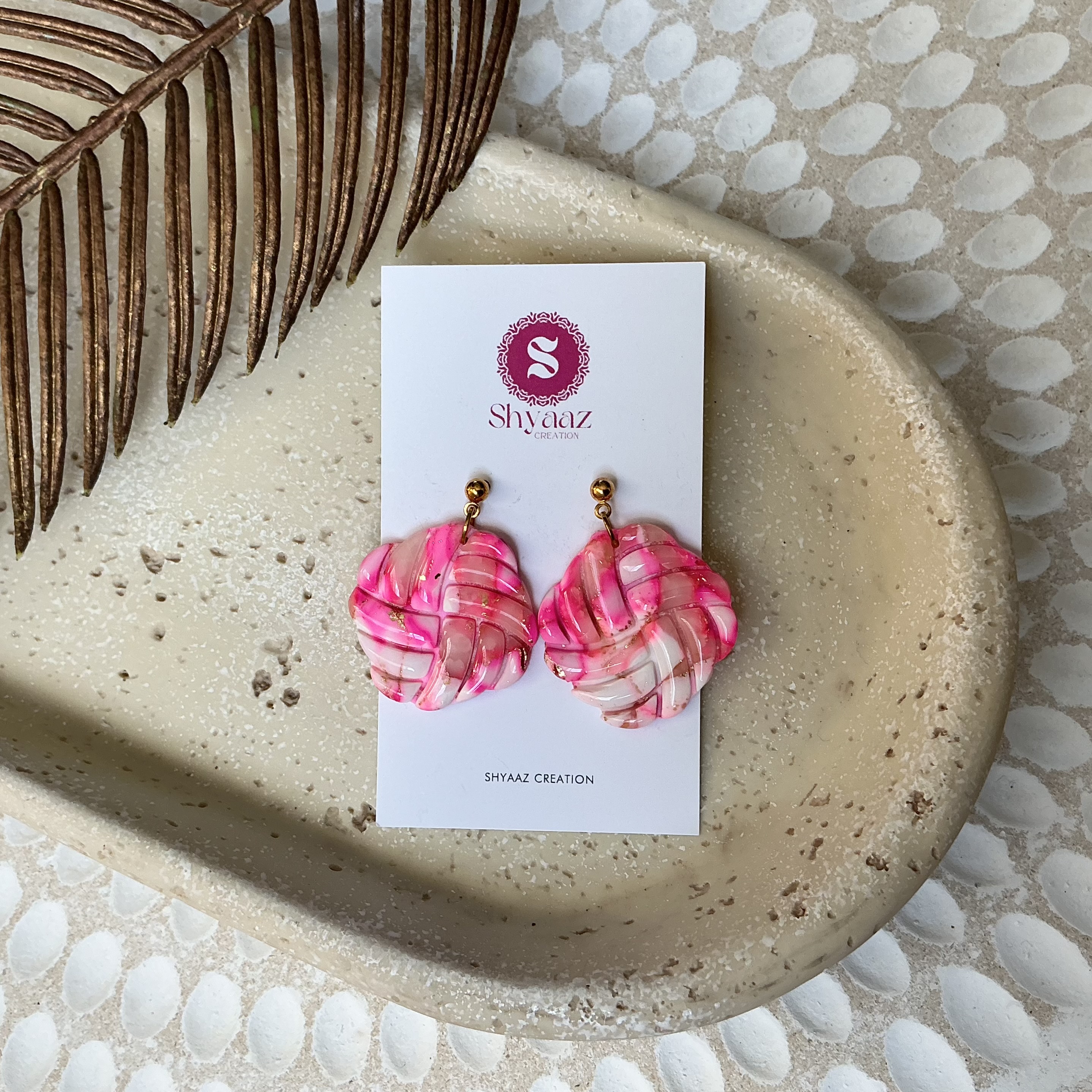 Pink Woven Resin Earrings