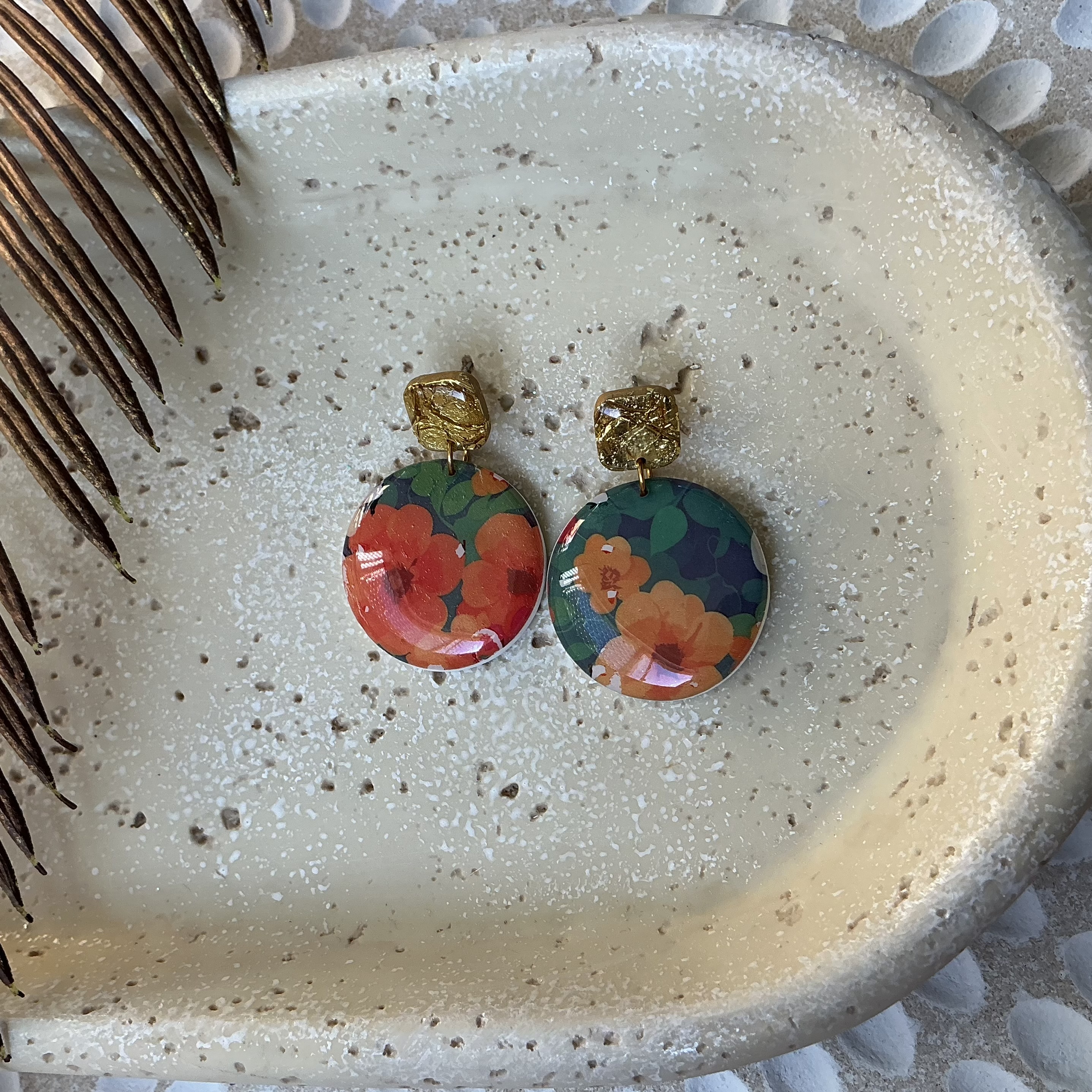 Floral Print Statement Earrings