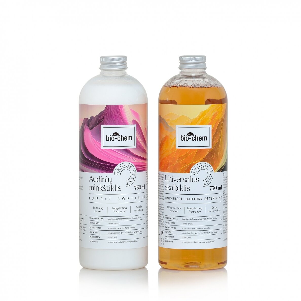 Rinkinys: parfumuotas skalbiklis ir minkštiklis UNIQUE SCENT