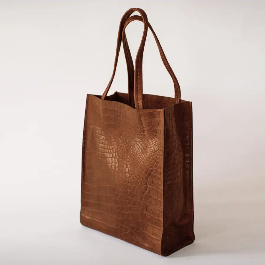 Caramel Croco Premium Leather Tote Bag