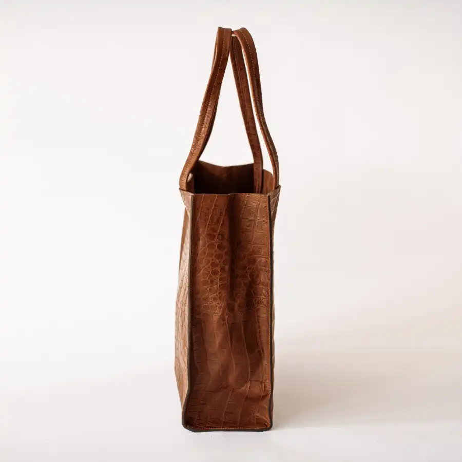Caramel Croco Premium Leather Tote Bag