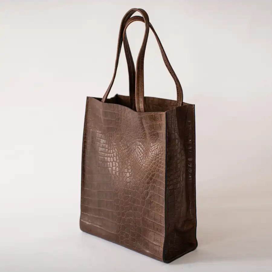 Chocolate Croco Premium Leather Tote Bag