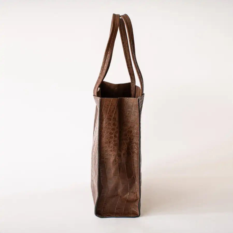 Chocolate Croco Premium Leather Tote Bag