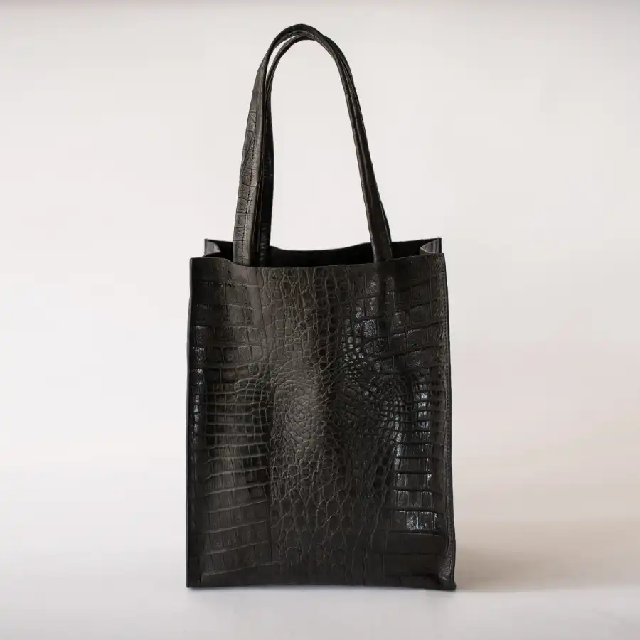 Black Croco Premium Leather Tote Bag