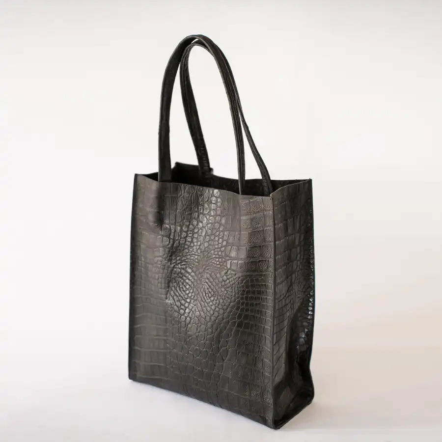 Black Croco Premium Leather Tote Bag