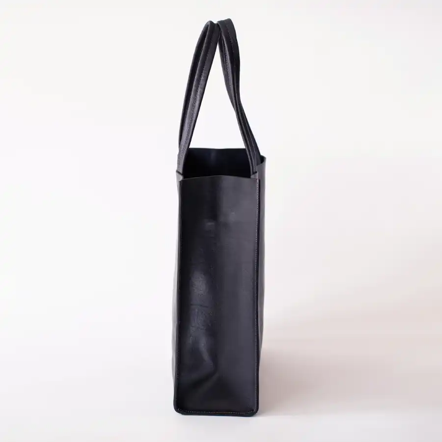 Navy Premium Leather Tote Bag