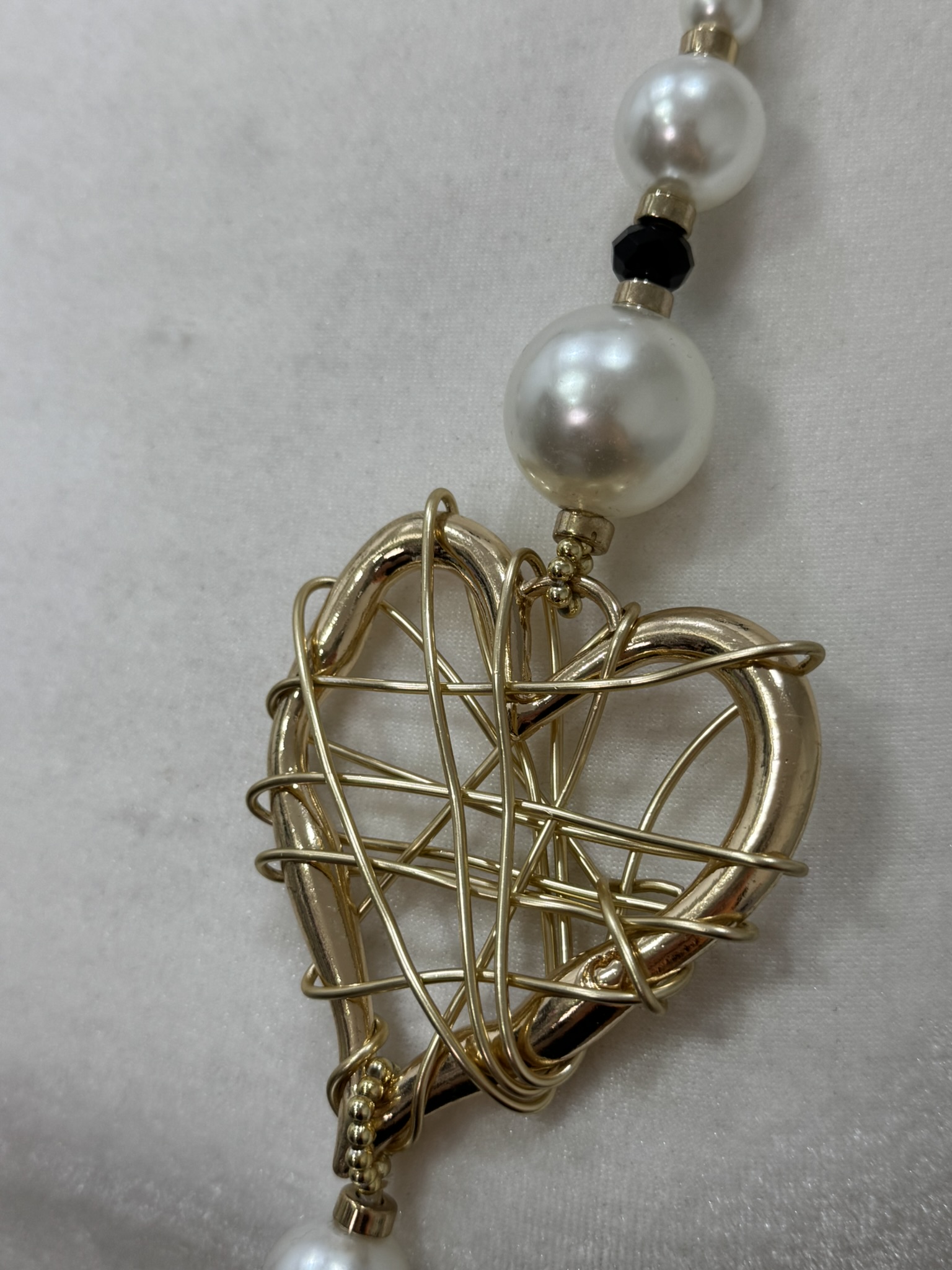Collar maxi corazón y perlas