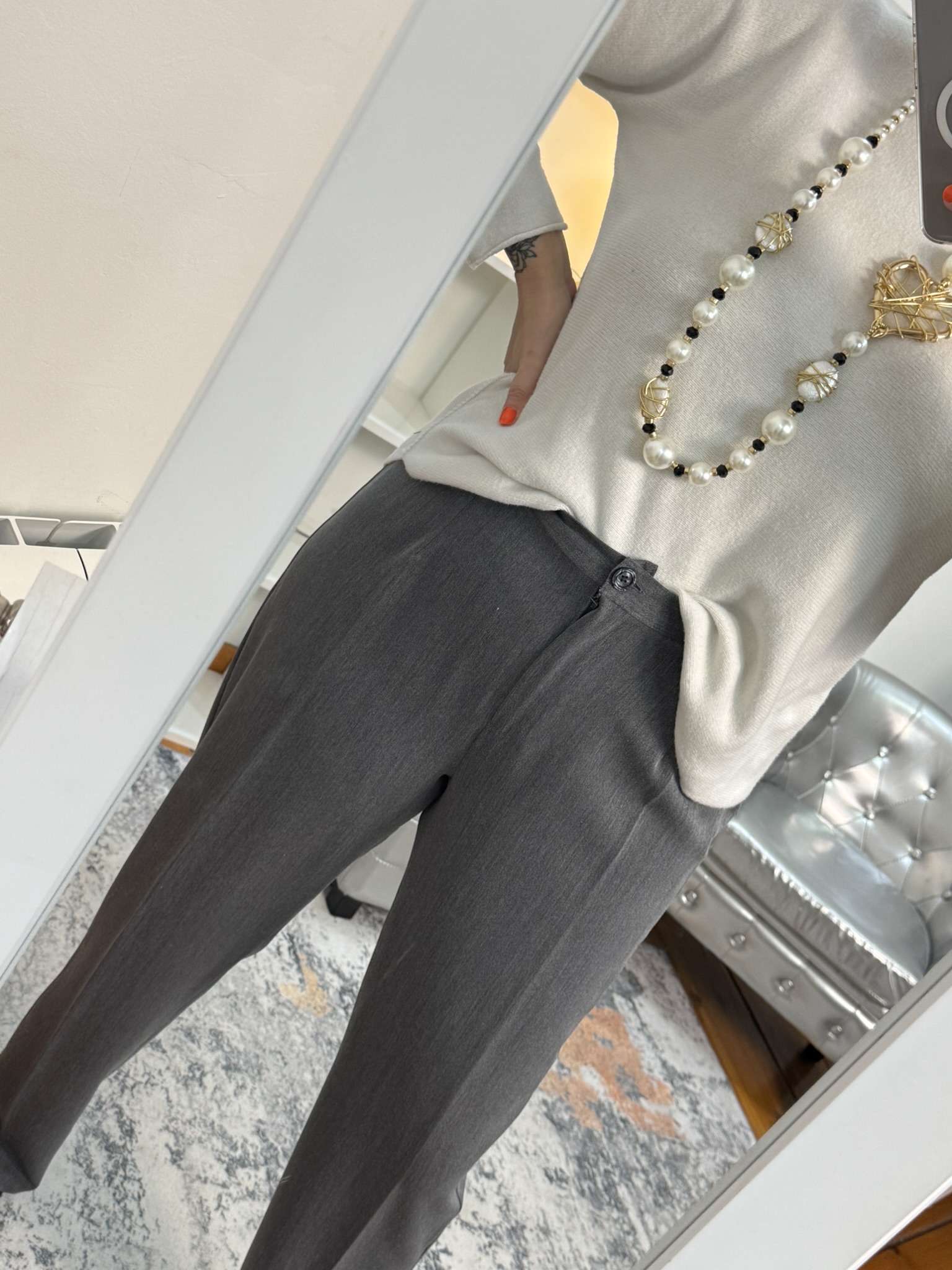 Pantalón recto gris