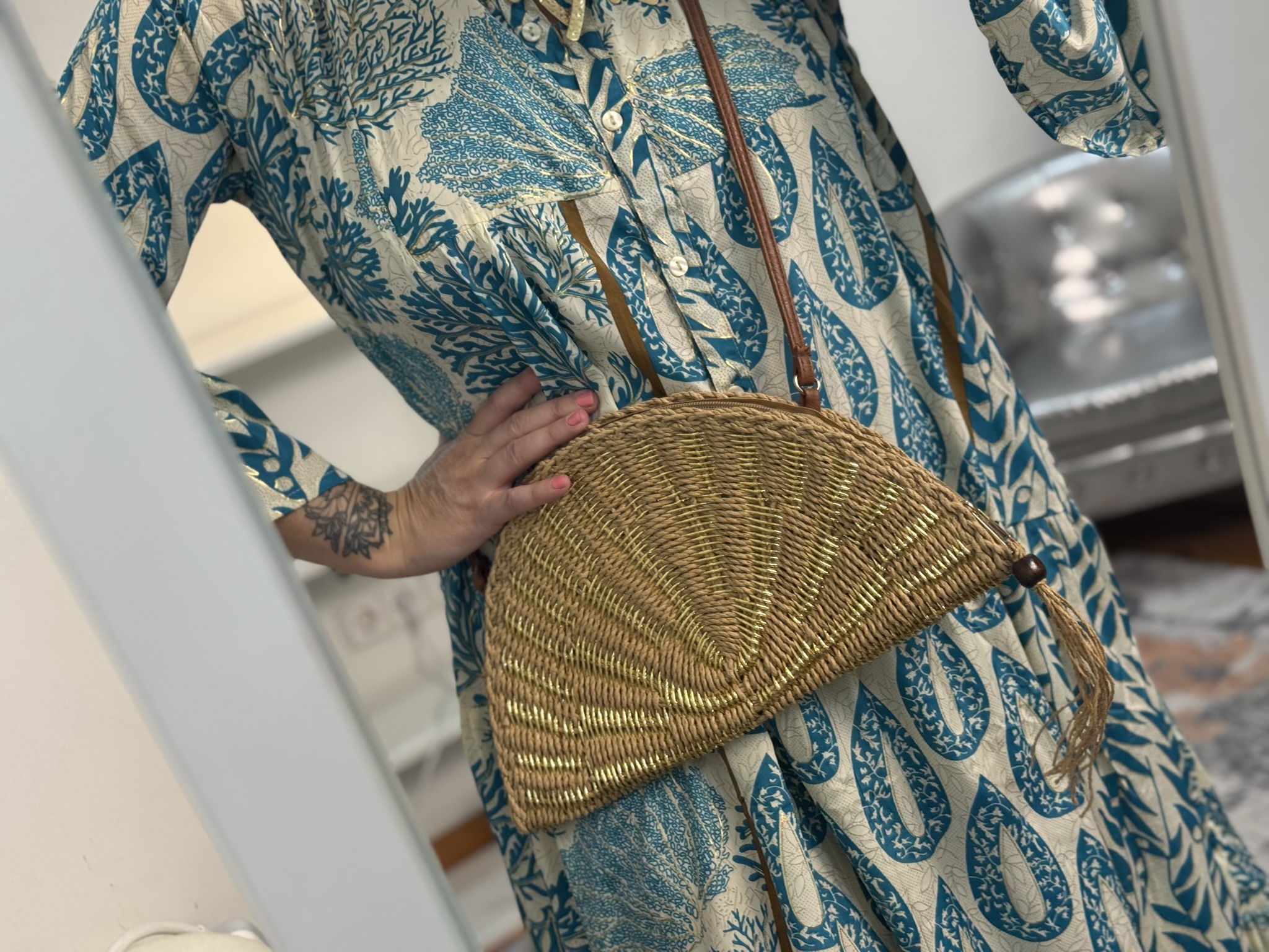 Bolso rafia media luna