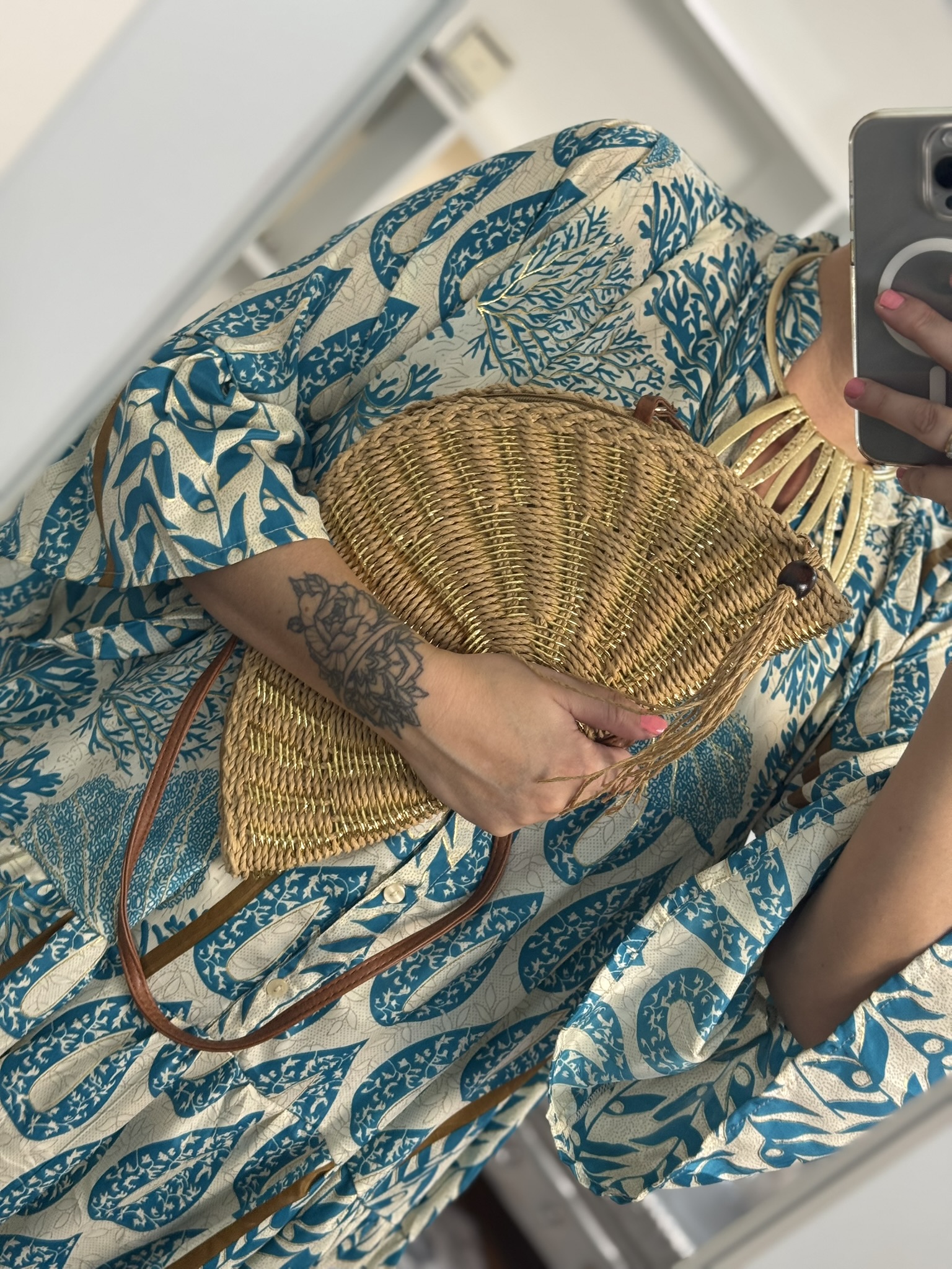 Bolso rafia media luna