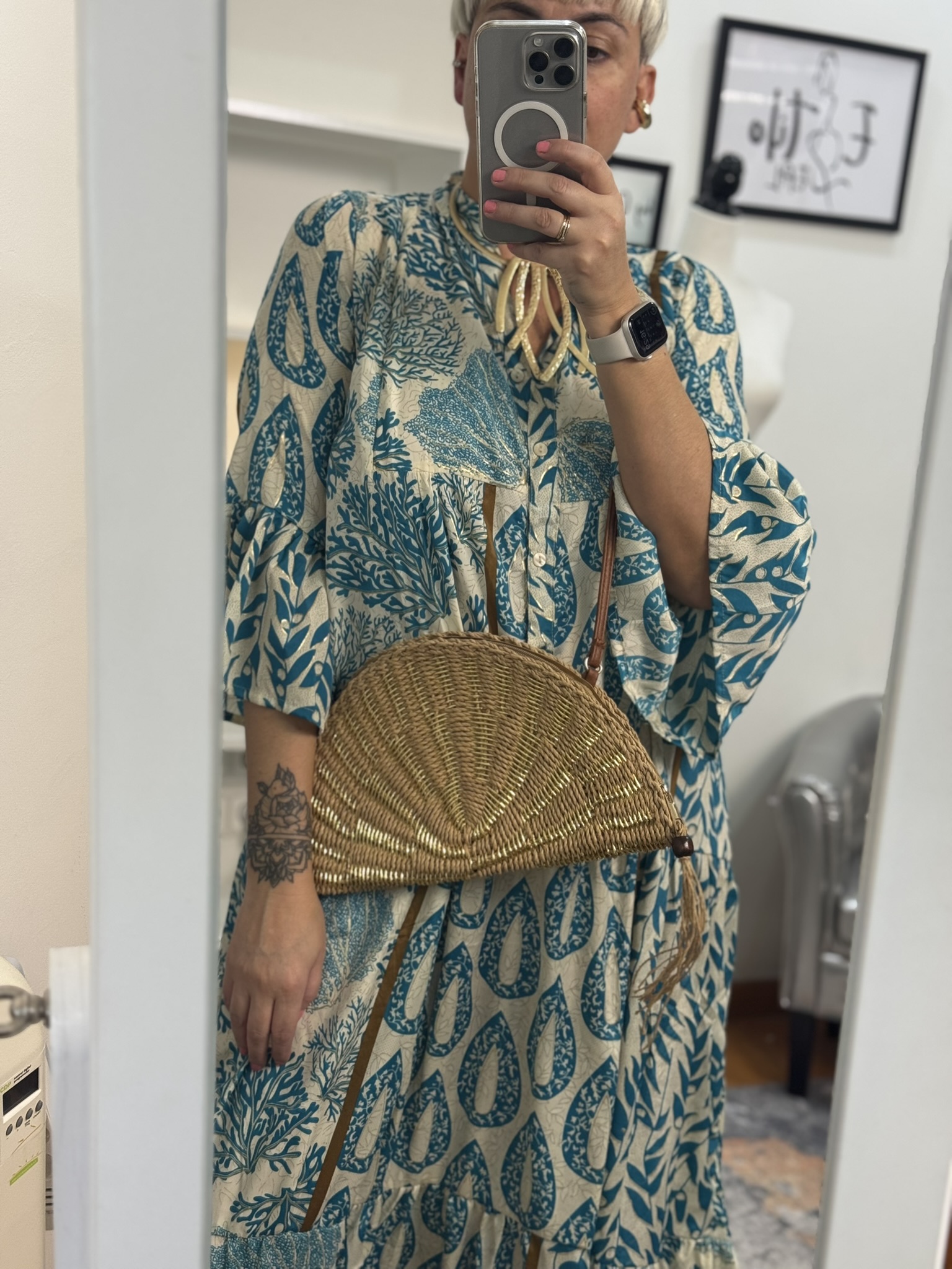 Bolso rafia media luna