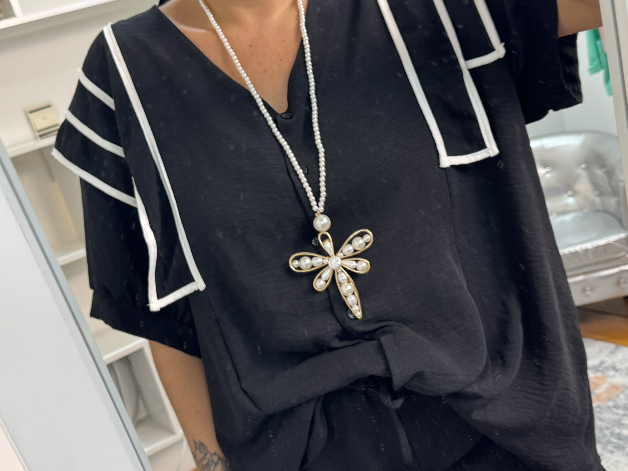 Collar libelula de perlas