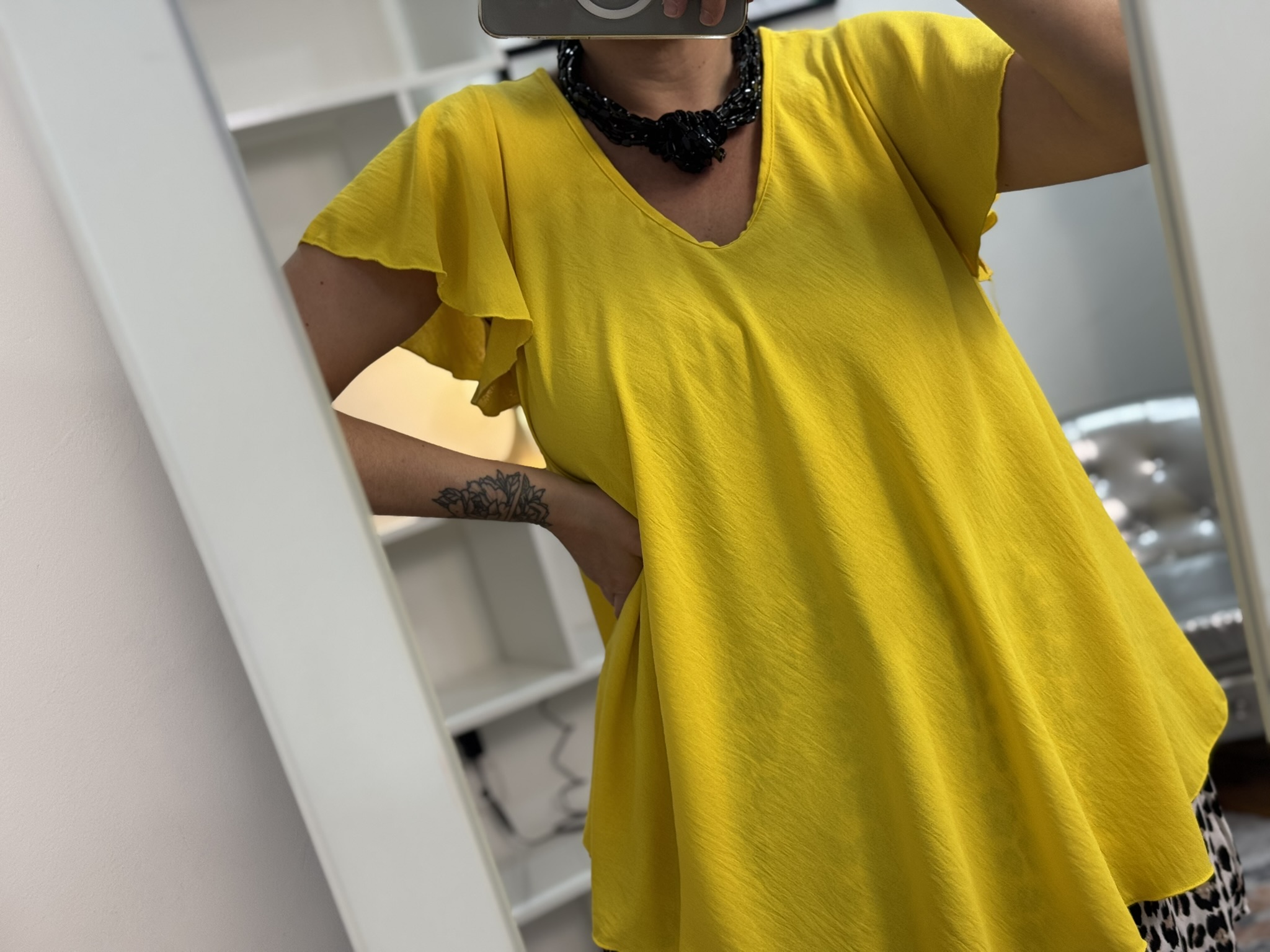 Camisa evasé manga volante