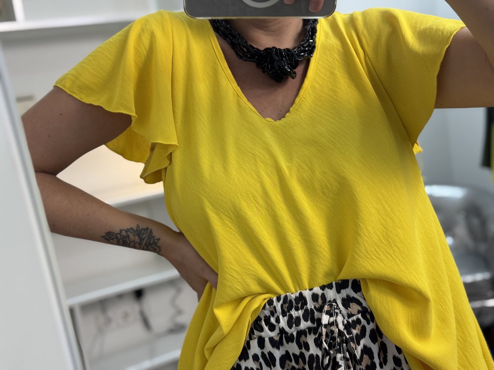 Camisa evasé manga volante
